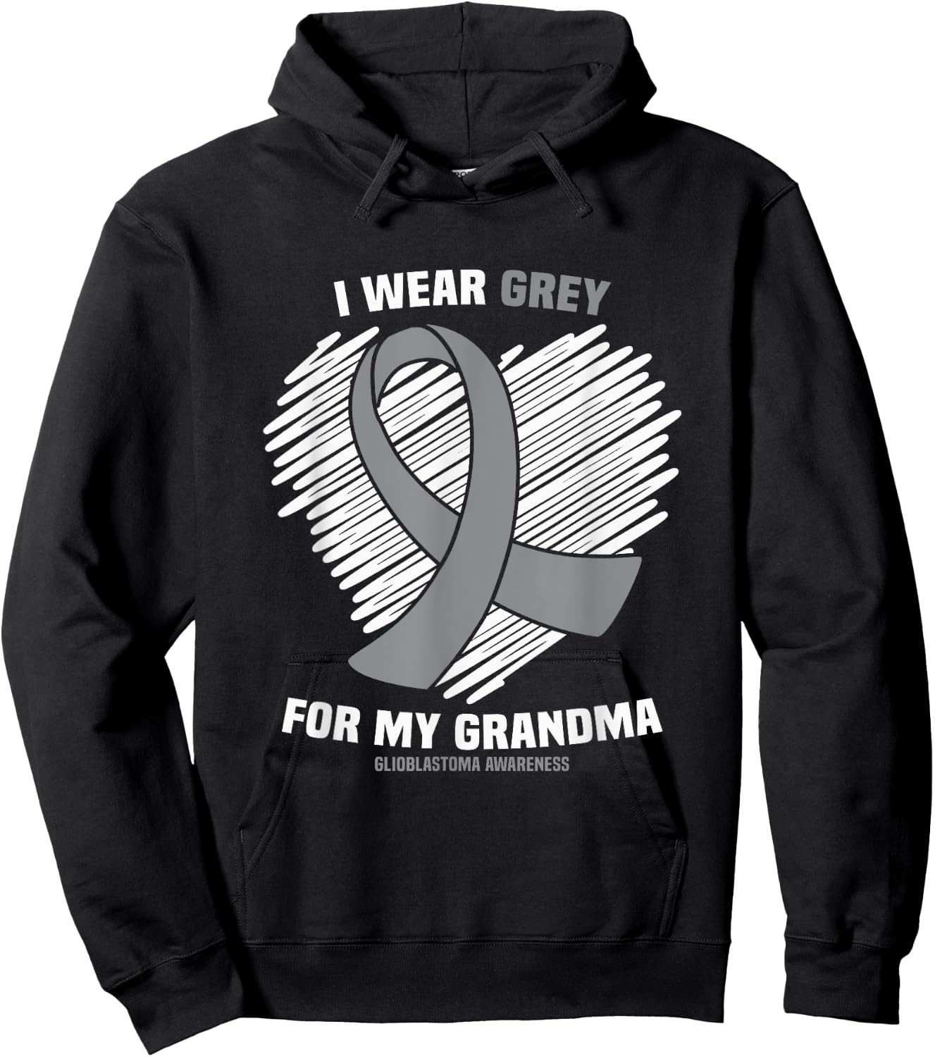 I Wear Grey For My Grandma GBM Glioblastoma Awareness Hoodie - Hoodie | Black