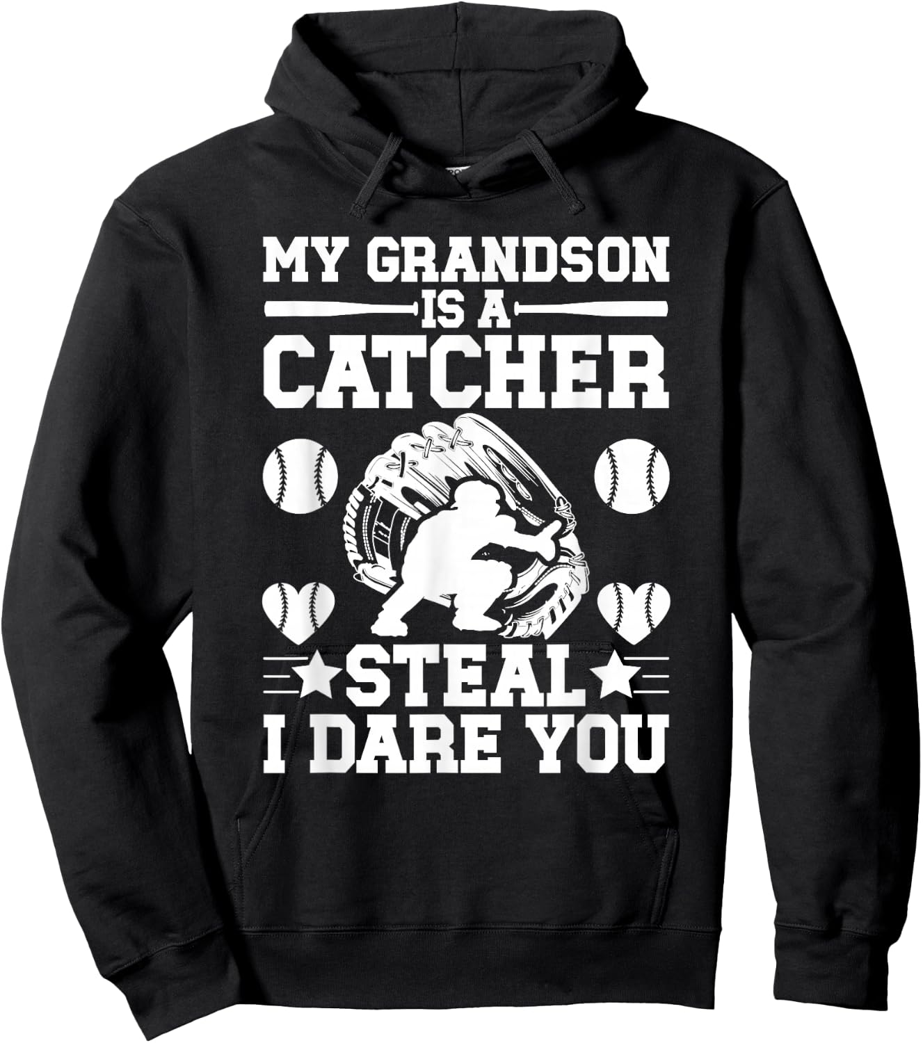 Grandson Is A Baseball Catcher Grandma Of A Baseball Catcher Hoodie - Hoodie | Black