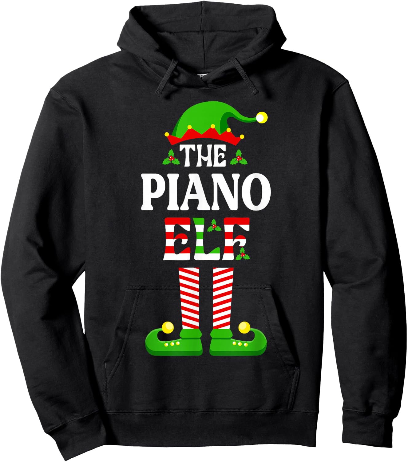 I'm The Piano Elf Shirt Funny Christmas Family Matching Hoodie - Hoodie | Black