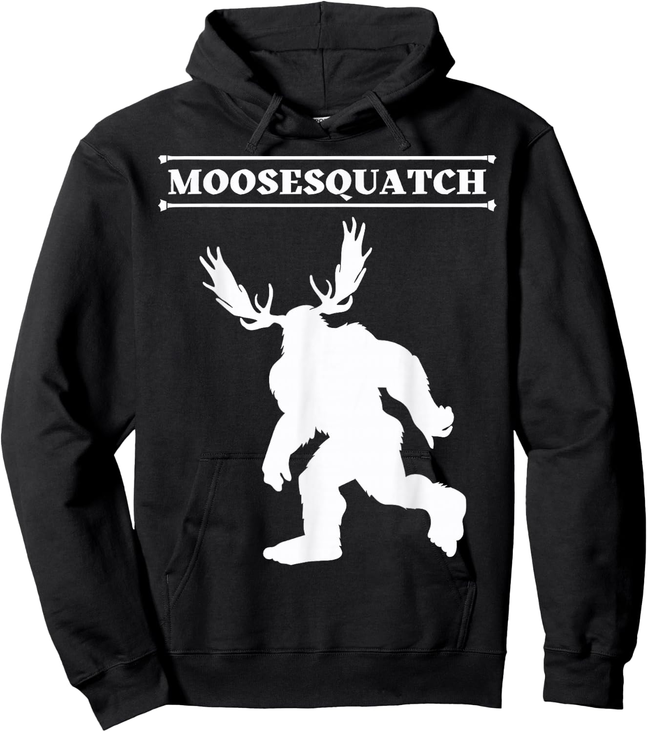 White Moosesquatch Funny Moose-Sassquatch Cryptid Creature Hoodie - Hoodie | Black