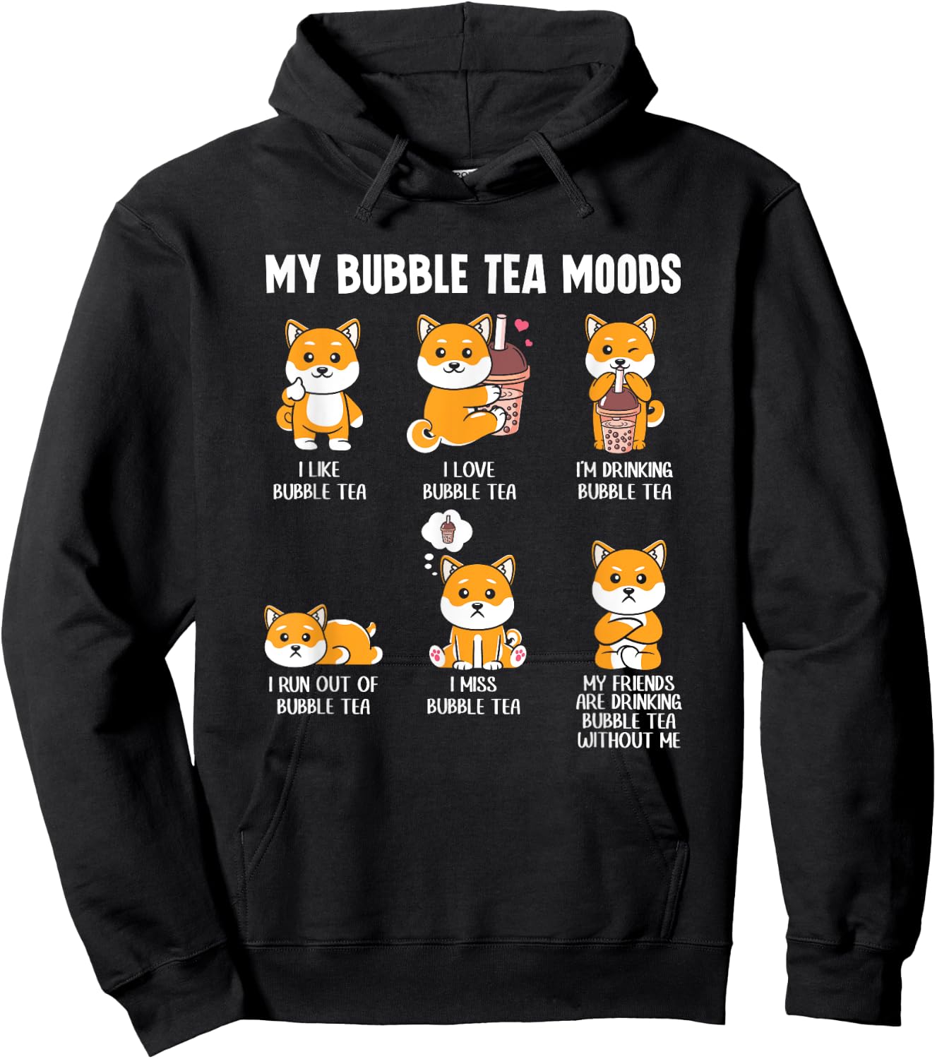 My Bubble Tea Moods Cute Kawaii Boba Tea Bubble Tea Hoodie - Hoodie | Black