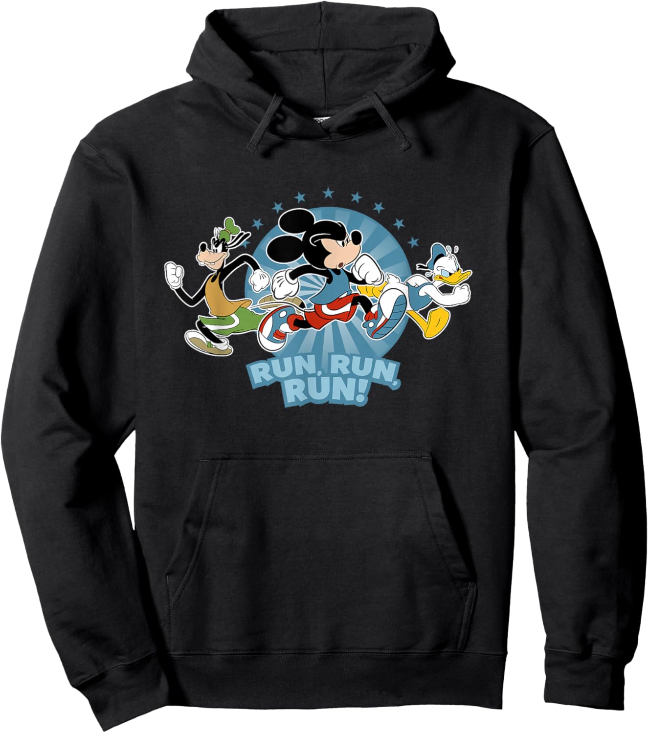 Disney Mickey Goofy and Donald Run Run Run! Marathon Running Hoodie - Hoodie | Black