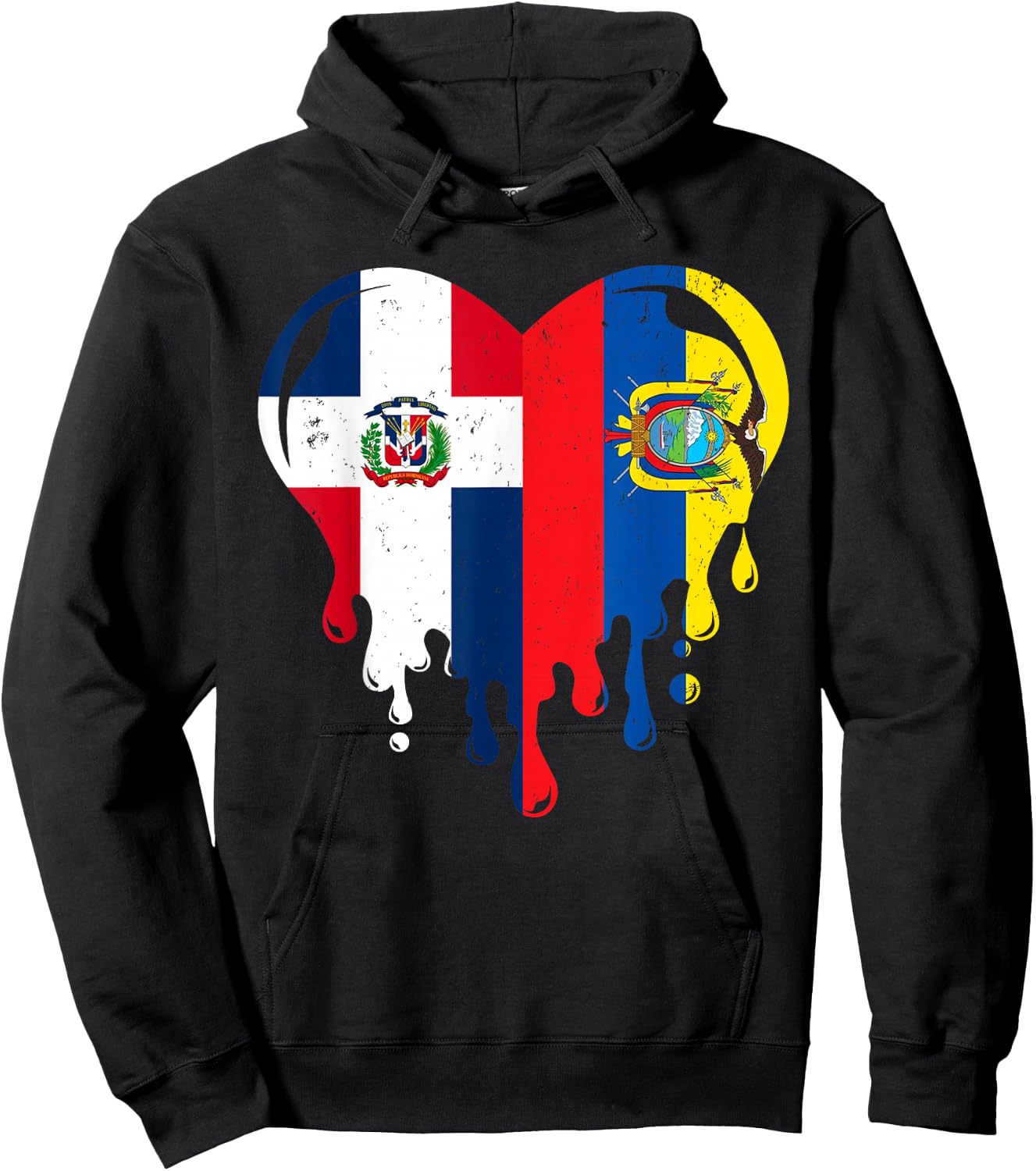 Dominican Republic Ecuador Flag Heart Dominican Ecuadorian Hoodie - Hoodie | Black
