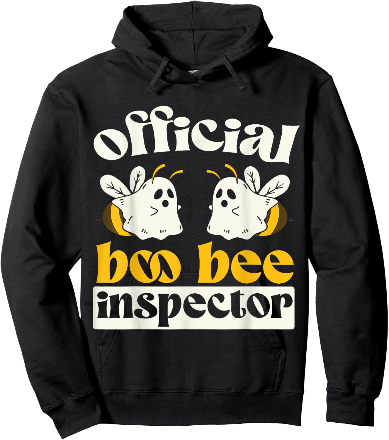Official Boo Bee Inspector Halloween Humor Funny Ghost Hoodie - Hoodie | Black