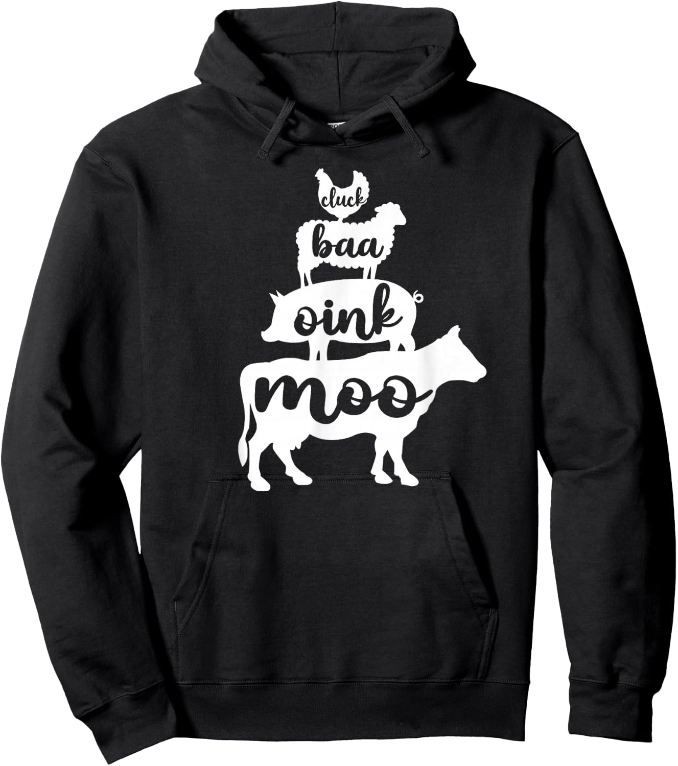 Oink Cluck Baa Moo Birthday, Pig, Chicken, Cow, Farmer Hoodie - Hoodie | Black