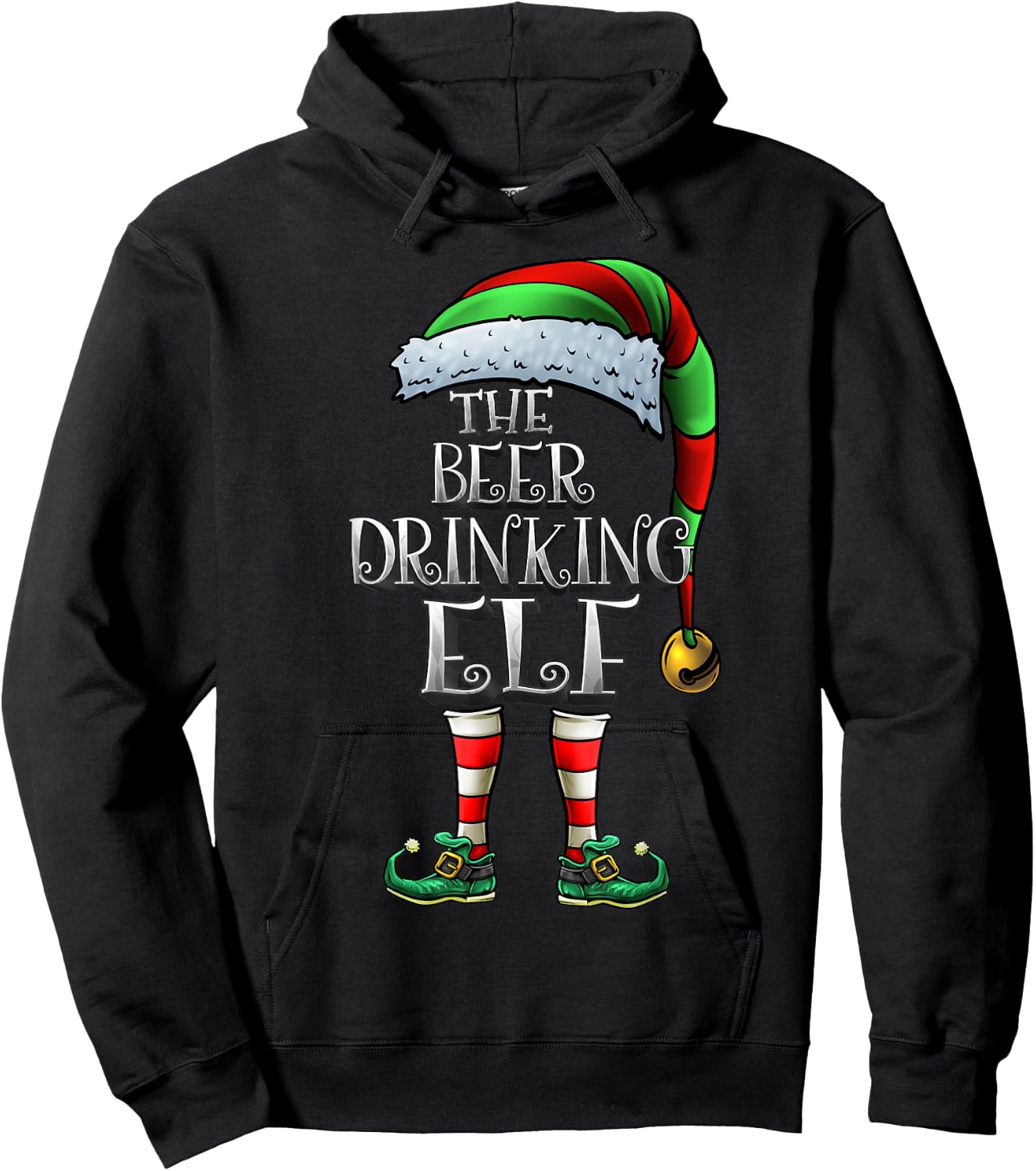 Beer Drinking Elf Shirt Matching Beer Drinking Christmas Elf Hoodie - Hoodie | Black