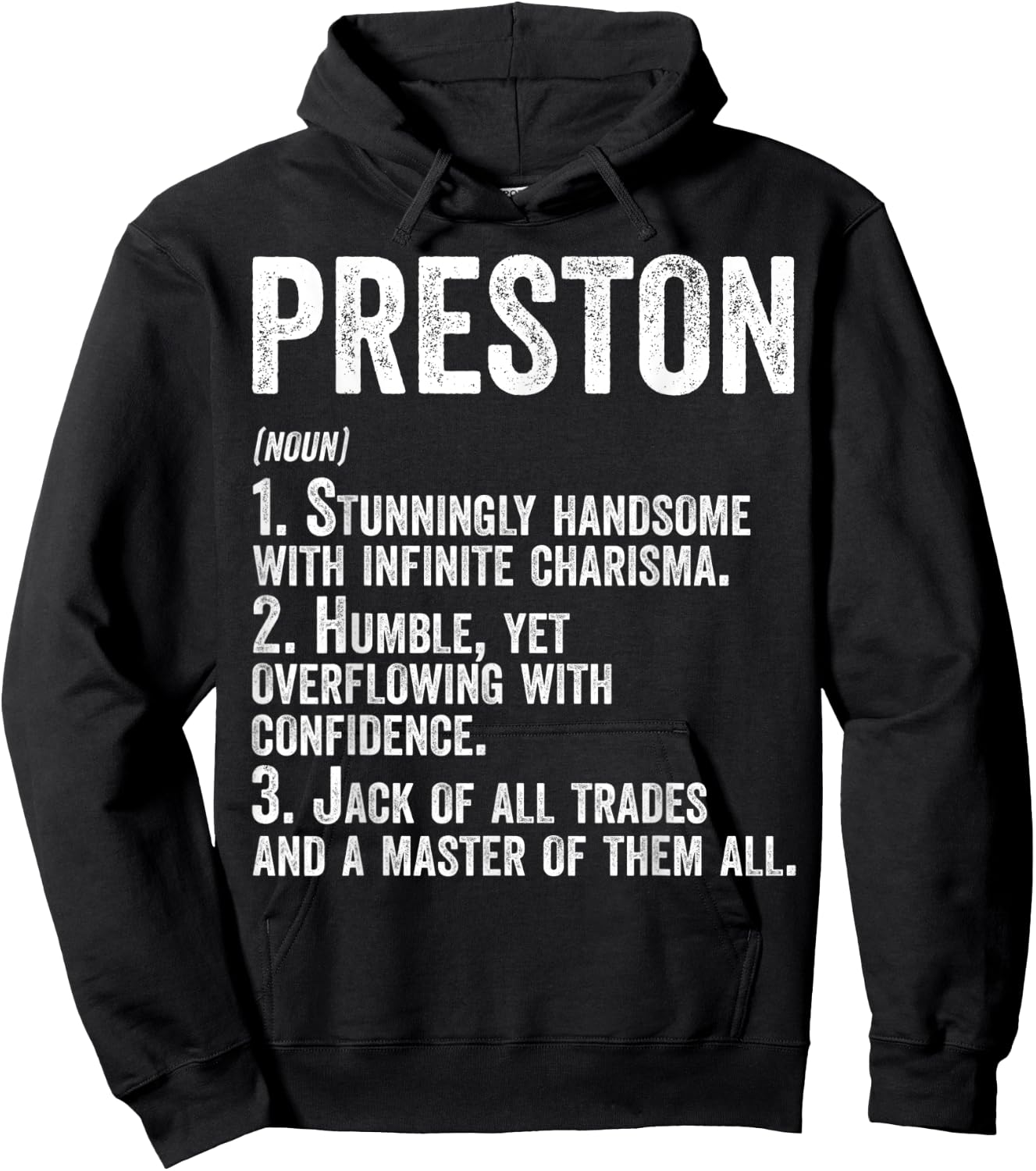 First Name Shirt Preston Definition Personalized Name Funny Hoodie - Hoodie | Black