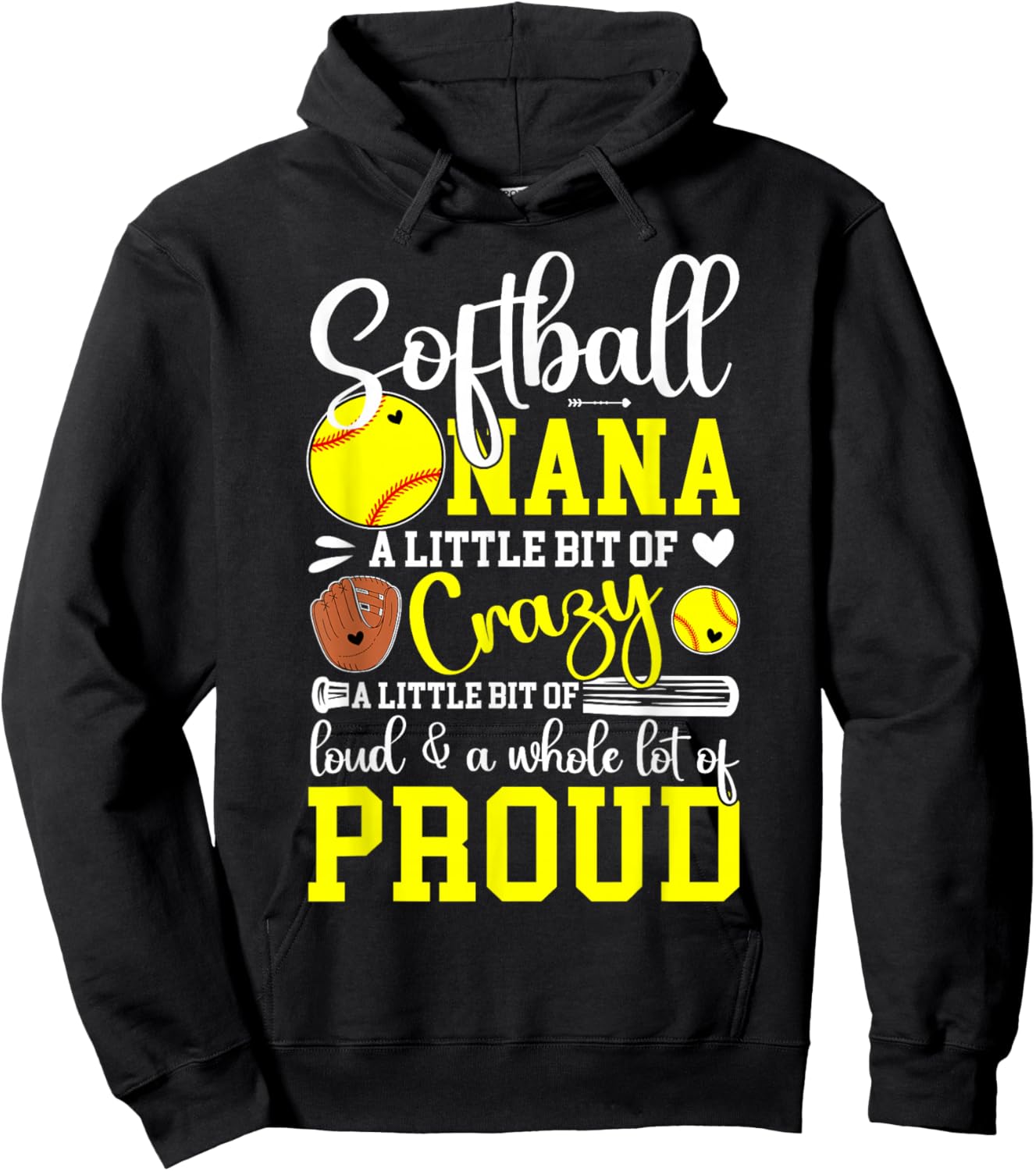 Softball Nana Proud Nana Of A Softball Player Hoodie - Hoodie | Black