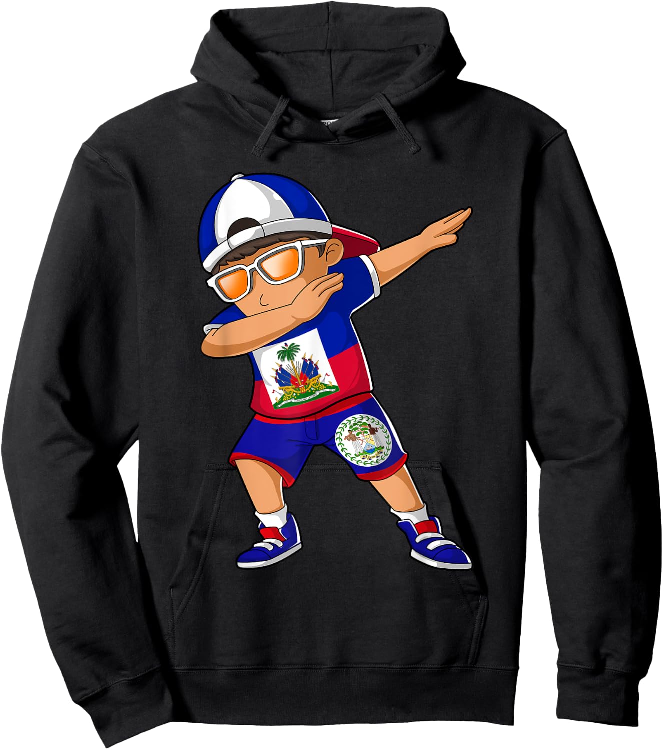 Half Haitian Half Belizean Boy Haiti Belize Flag Hoodie - Hoodie | Black