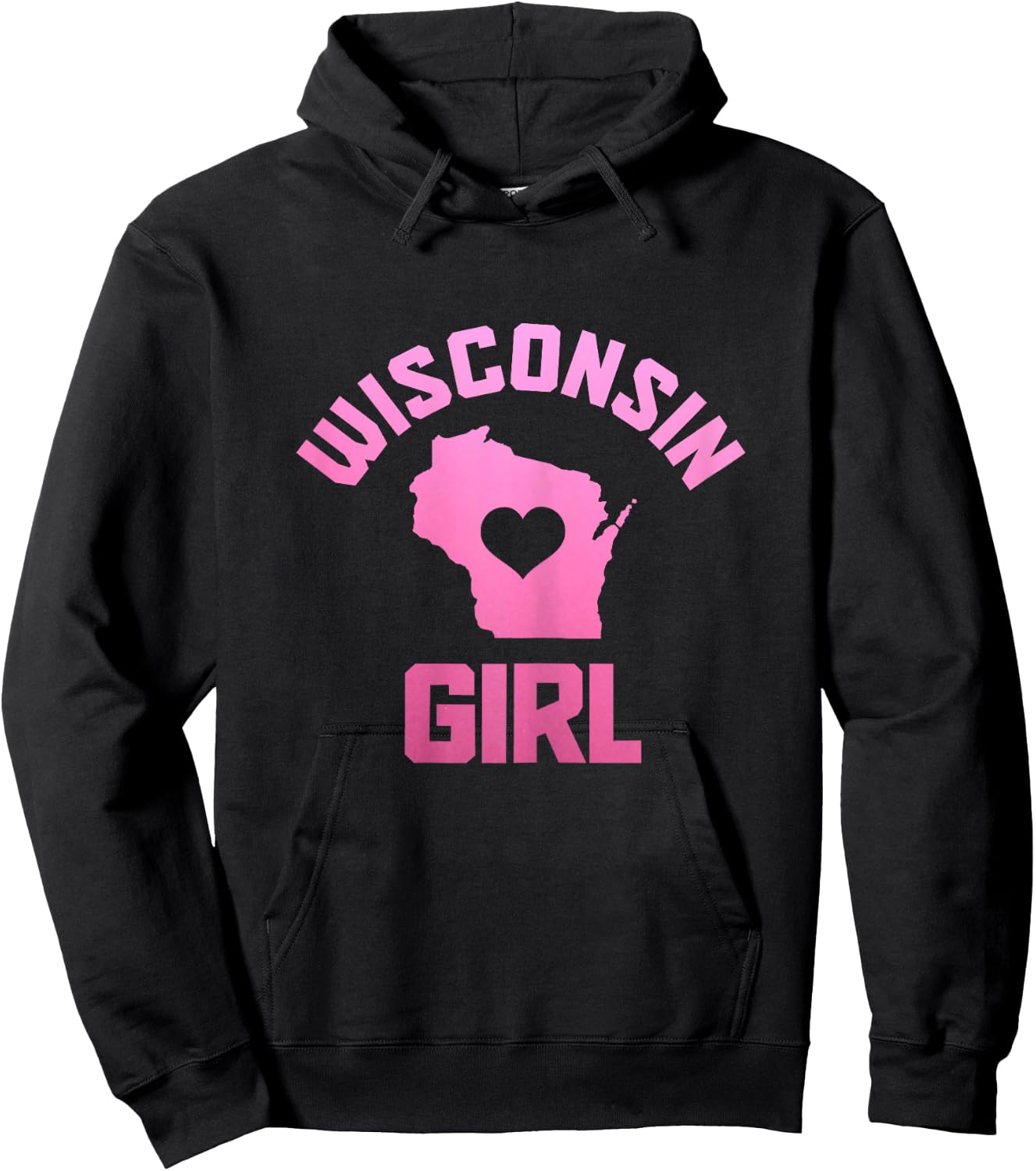 Wisconsin Girl State Map Heart Pride Vintage Hoodie - Hoodie | Black