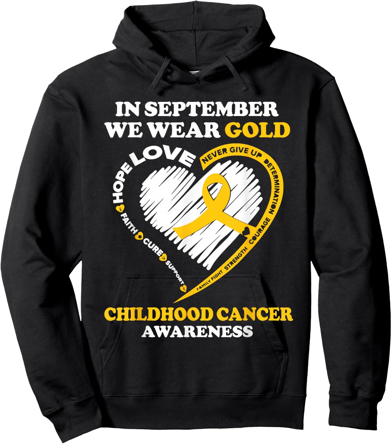 Childhood Cancer Awareness Shirts In September We Wear Gold Hoodie - Hoodie | Black