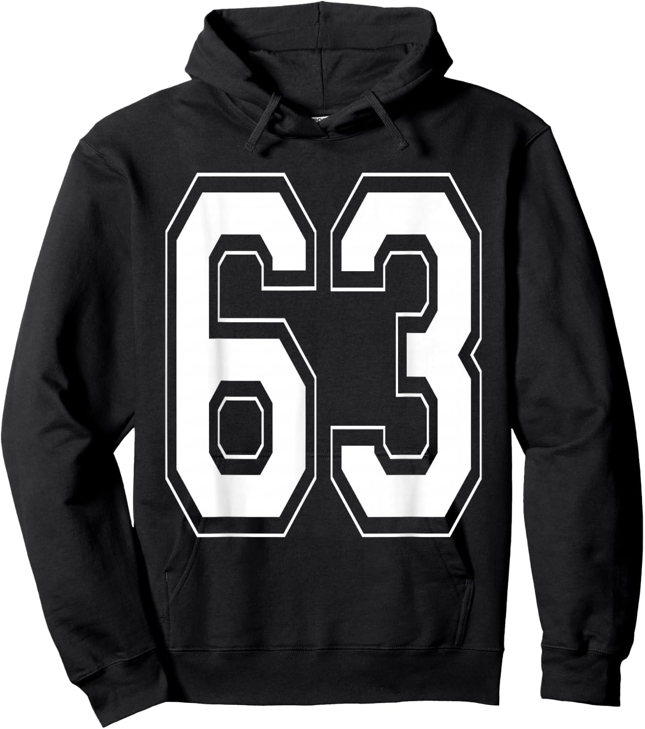Number 63 Varsity Style Bold Sports Birthday Jersey Hoodie - Hoodie | Black