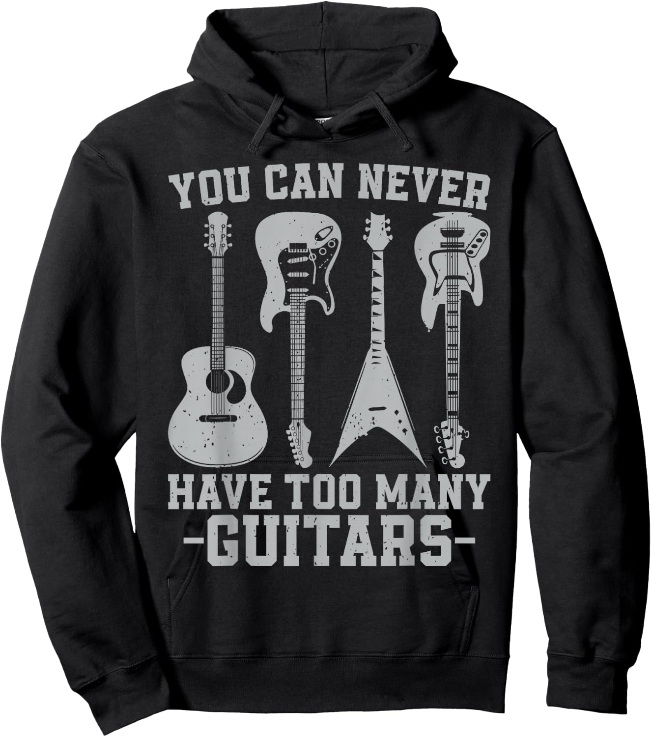You Can Never Have Too Many Guitars Vintage Guitarist Music Hoodie - Hoodie | Black