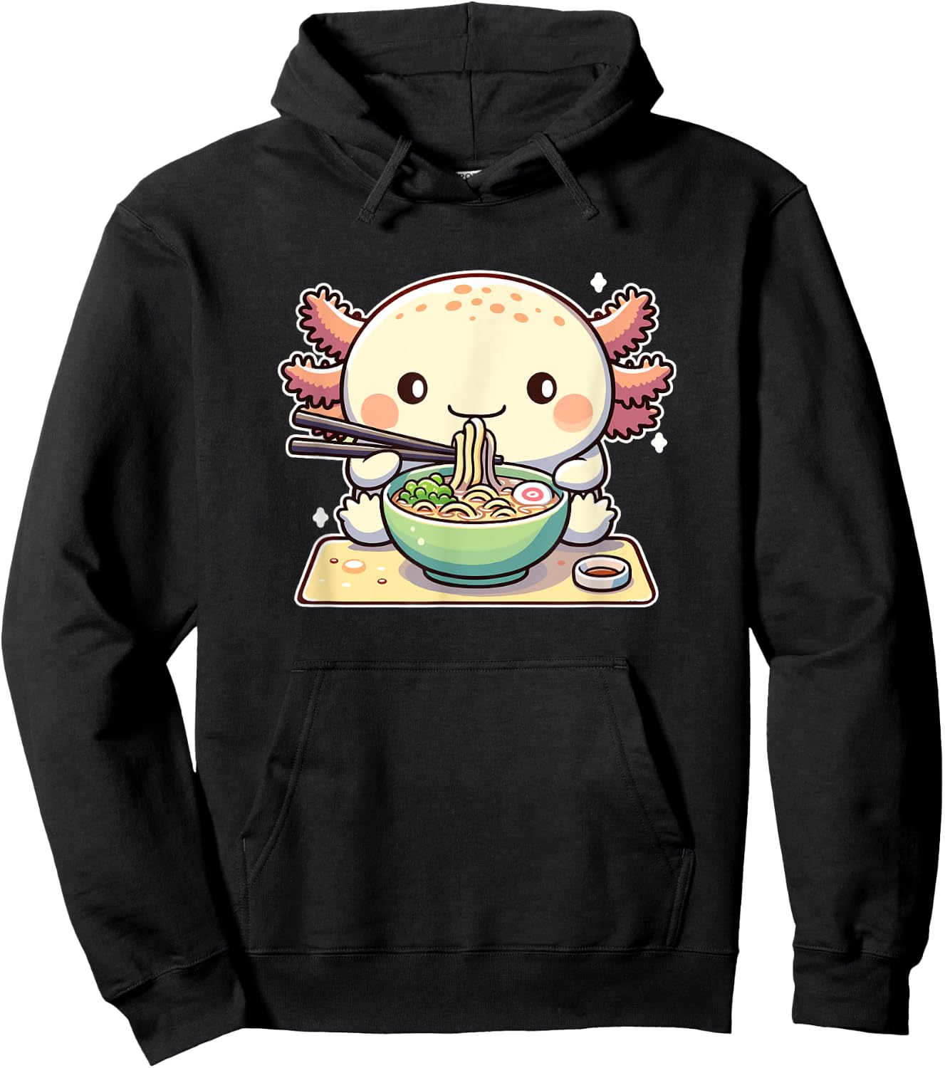 Cute Axolotl Eats Ramen Noodles Axolotls Ramen Hoodie - Hoodie | Black