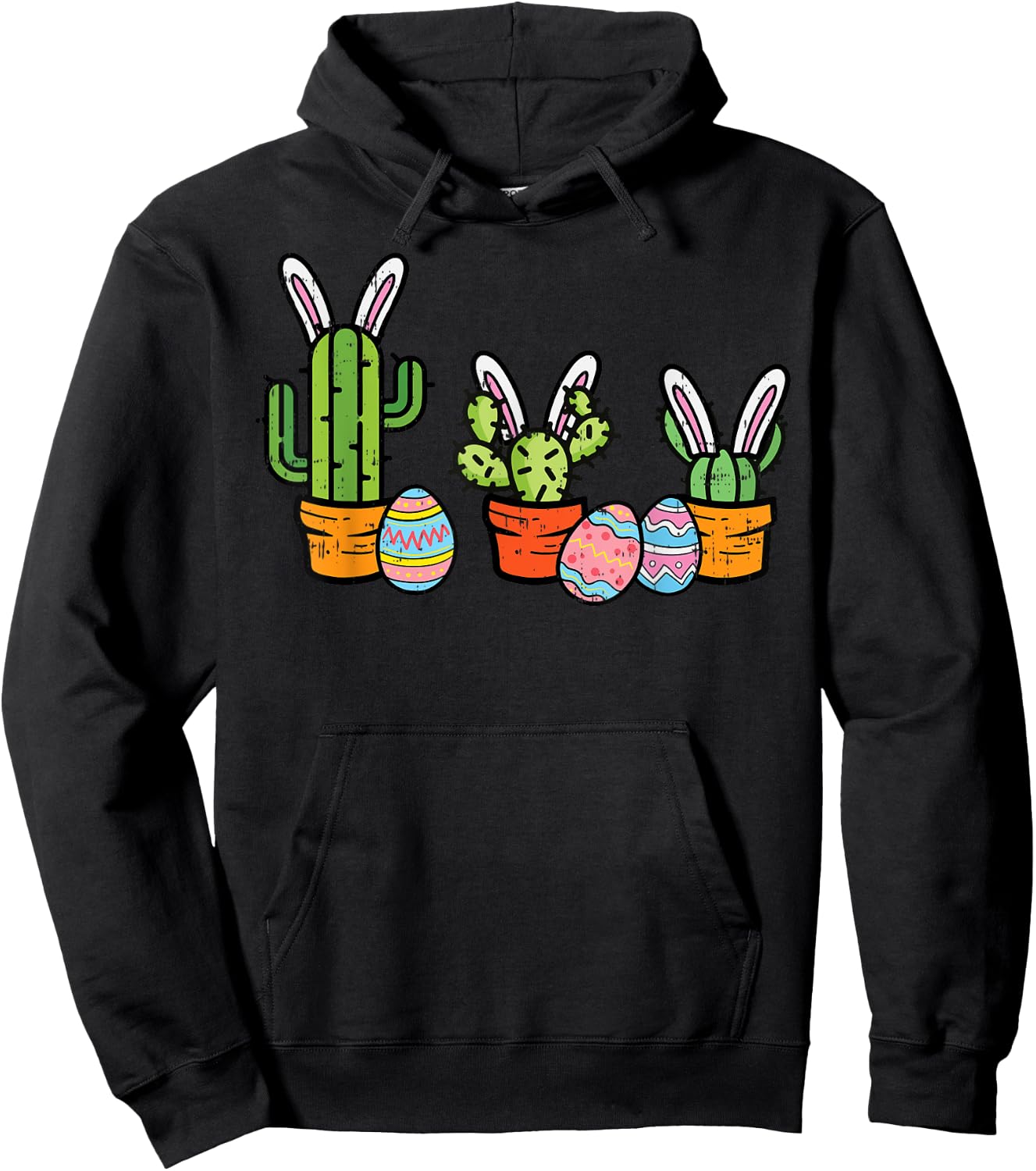 Easter Cactus Bunny Succulent Plant Mexican Men Women Kids Hoodie - Hoodie | Black
