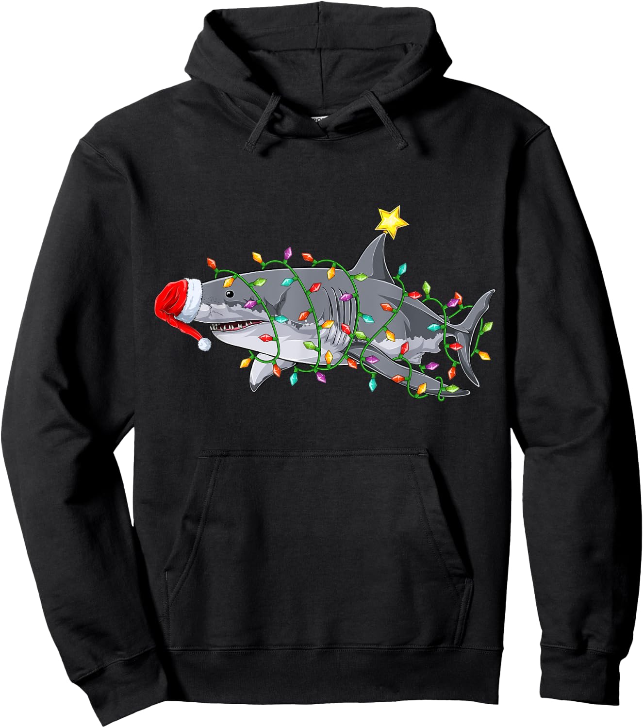 Funny Santa Sharkmas Xmas Costume Shark Christmas Tree Hoodie - Hoodie | Black