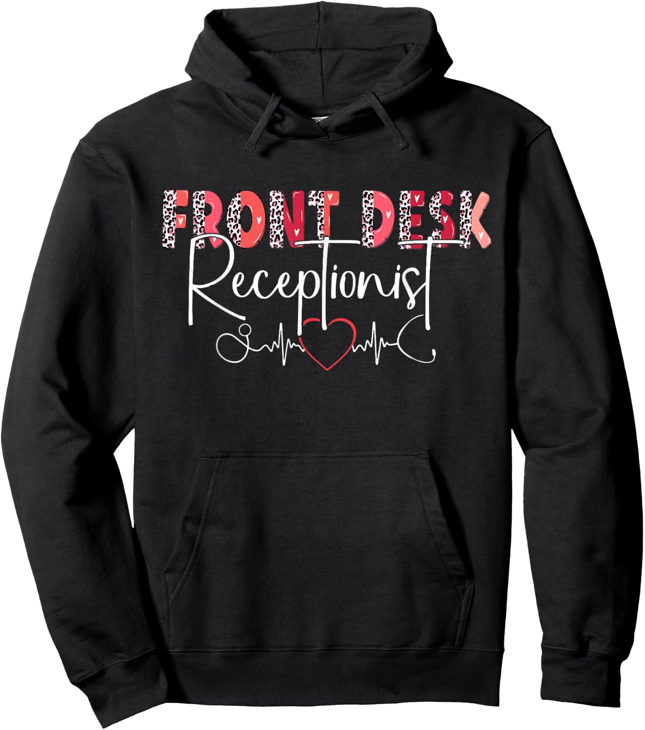 Hospital Receptionist Office Valentine Nursing Women's Valentine's Day Office Black Small Regular Fit Short Sleeve Cotton Blend Hoodie - Hoodie | Black