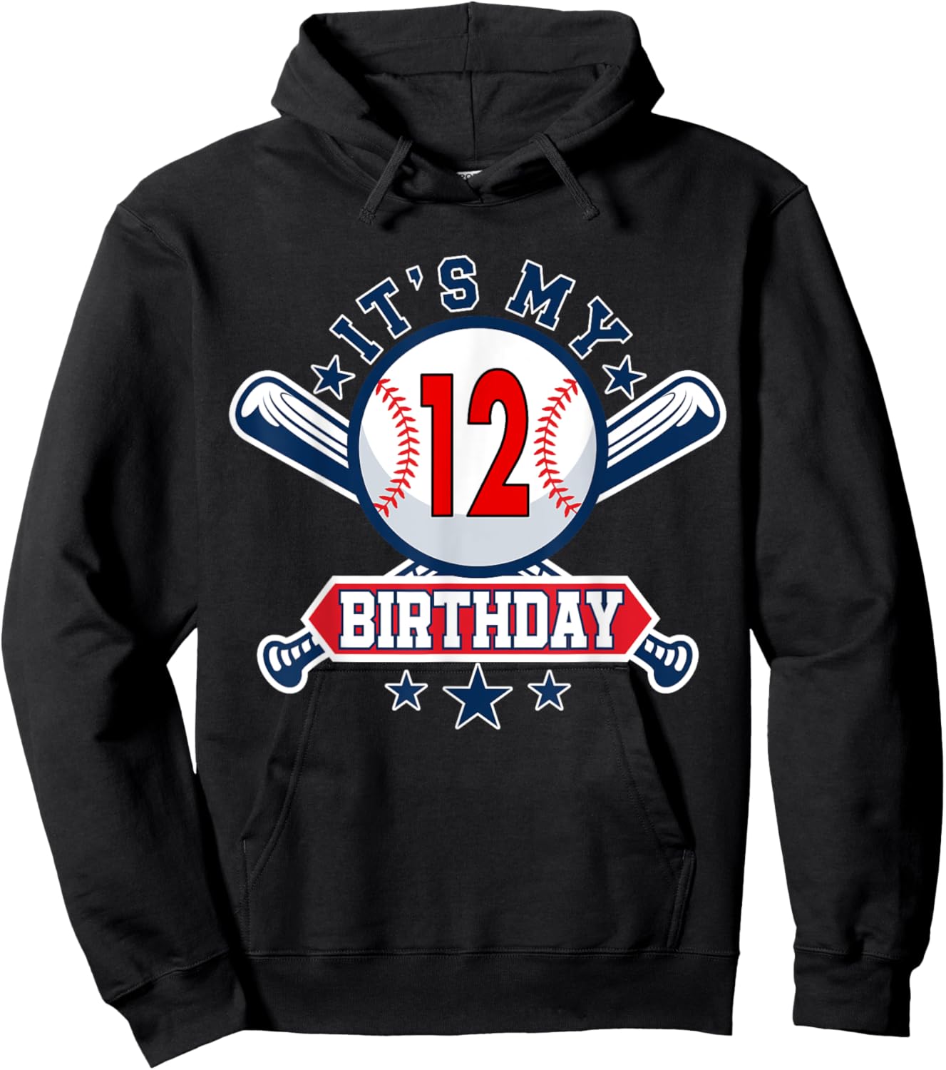 12 Years Old Kids Baseball Player 12th Birthday Party Boys Hoodie - Hoodie | Black