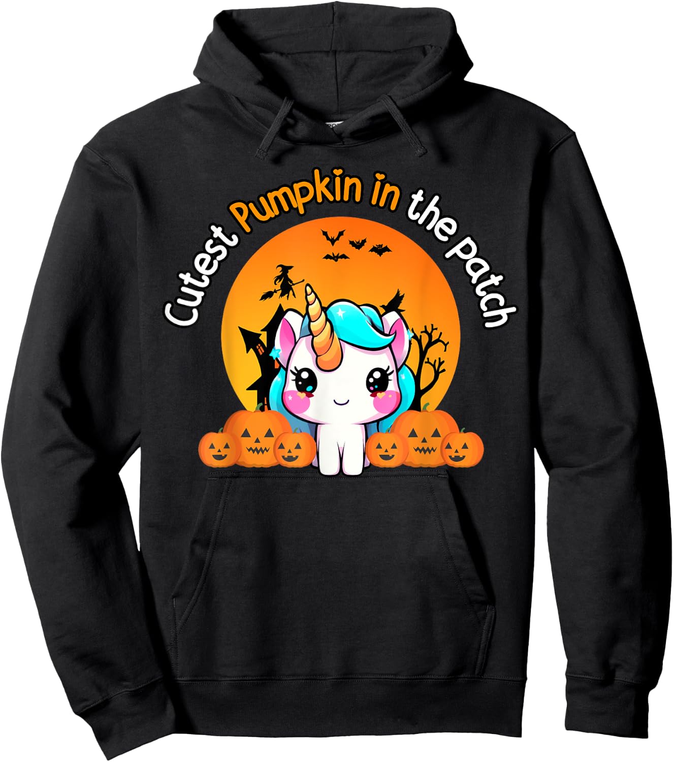 Cutest Pumpkin In The Patch Unicorn witch Halloween kawaii Hoodie - Hoodie | Black