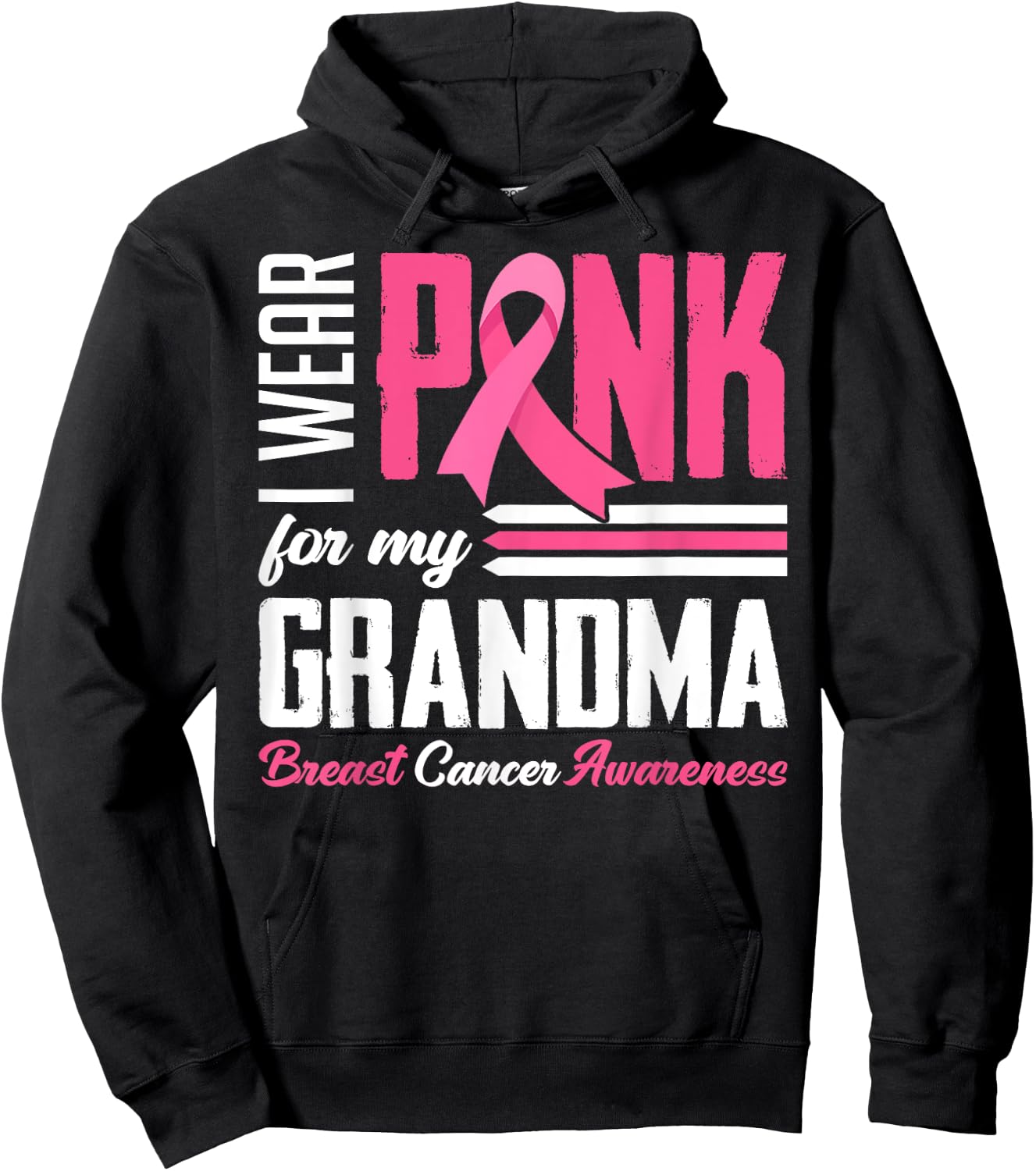 I Wear Pink For My Grandma Breast Cancer Awareness Family Hoodie - Hoodie | Black