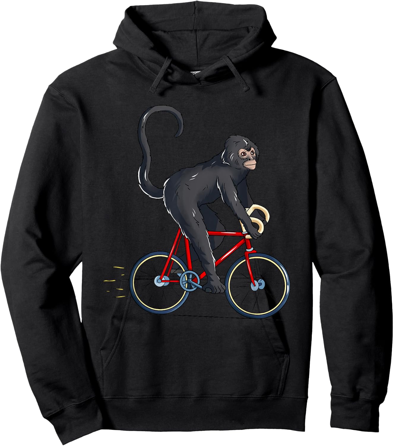 Spider Monkey Riding Bicycle Cute Biker Cyclist Hoodie - Hoodie | Black