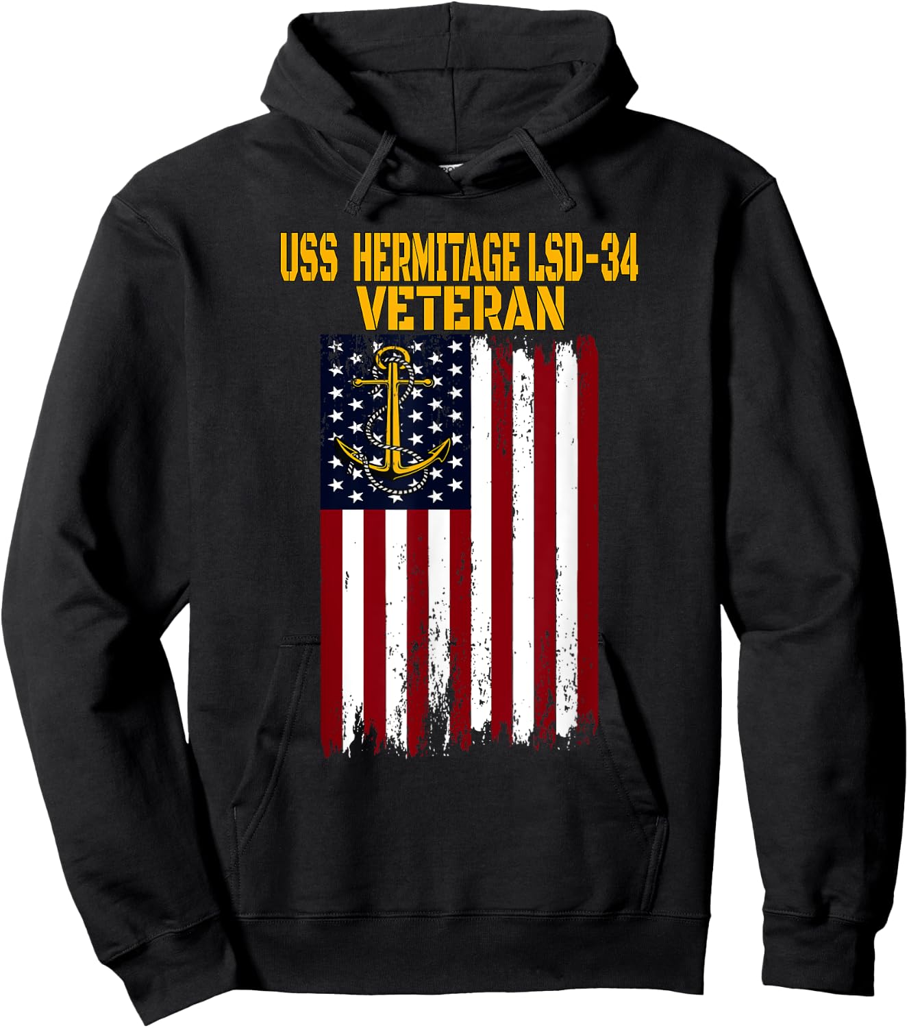 USS Hermitage LSD-34 Dock Landing Ship Veteran Father's Day Hoodie - Hoodie | Black
