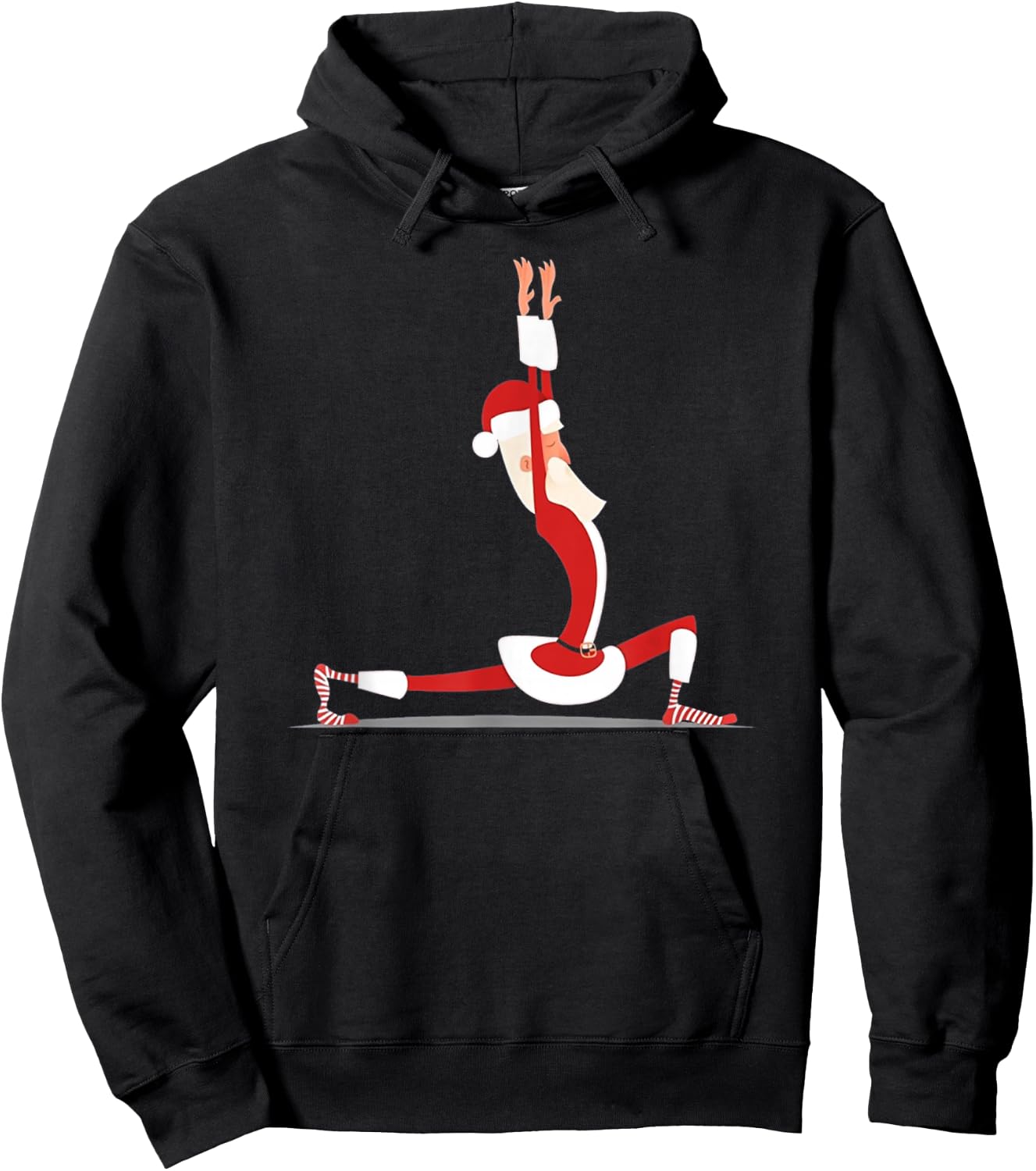 Yoga Christmas Santa Pose Funny Christmas Lovers Costume Hoodie - Hoodie | Black