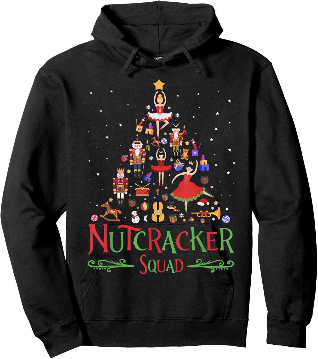 Nutcracker Tree Christmas Holiday Nutcracker Squad Ballet Hoodie - Hoodie | Black