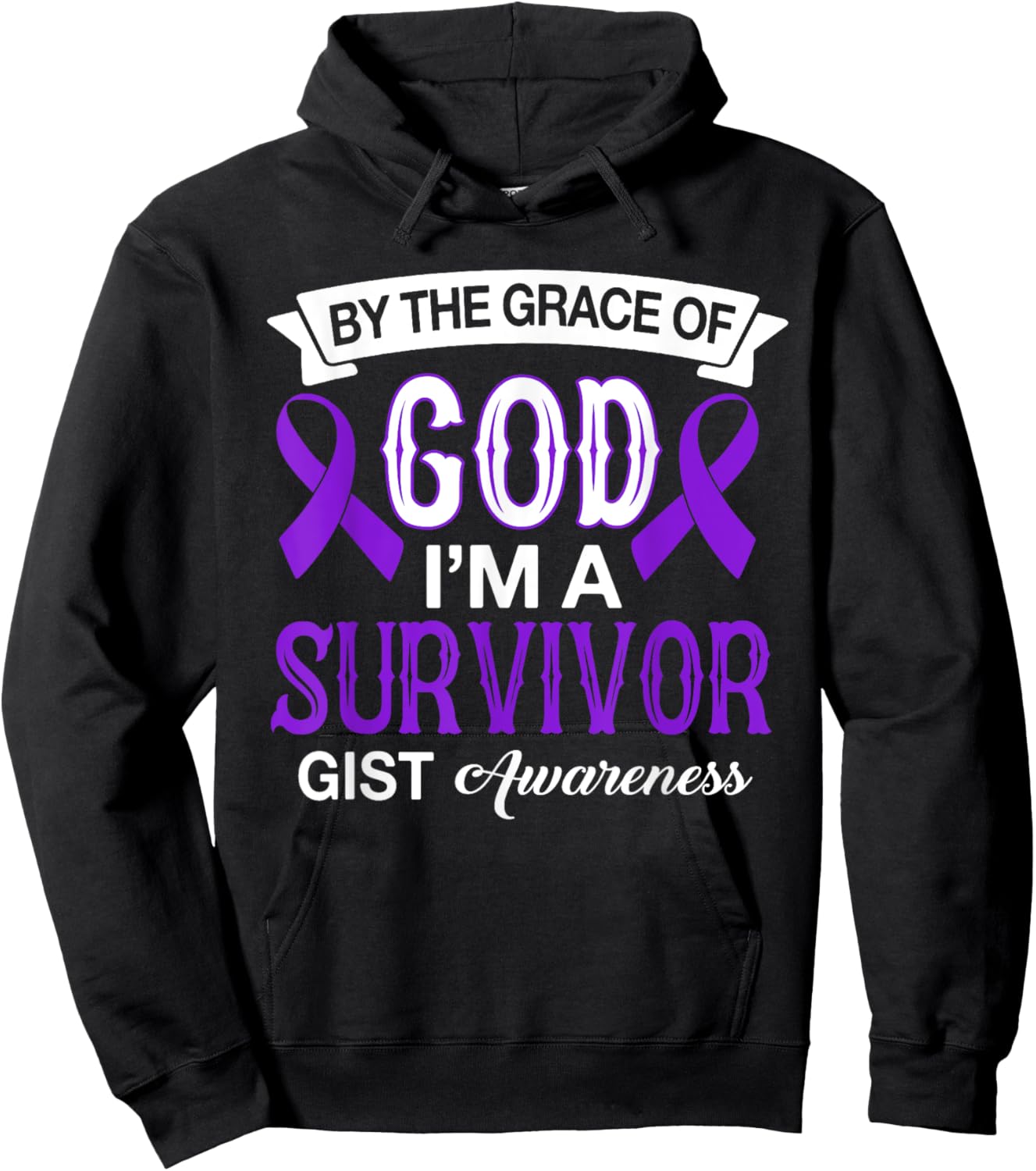 I’m A Survivor GIST Awareness Believe God Purple Ribbon Gift Hoodie - Hoodie | Black