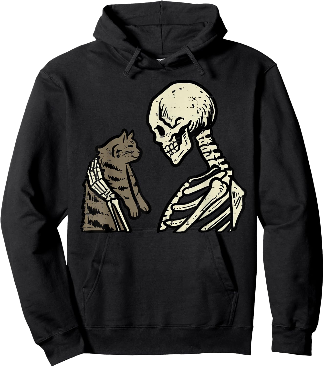 Skeleton Cat Cute Kitten Funny Halloween Men Women Girl Kids Hoodie - Hoodie | Black