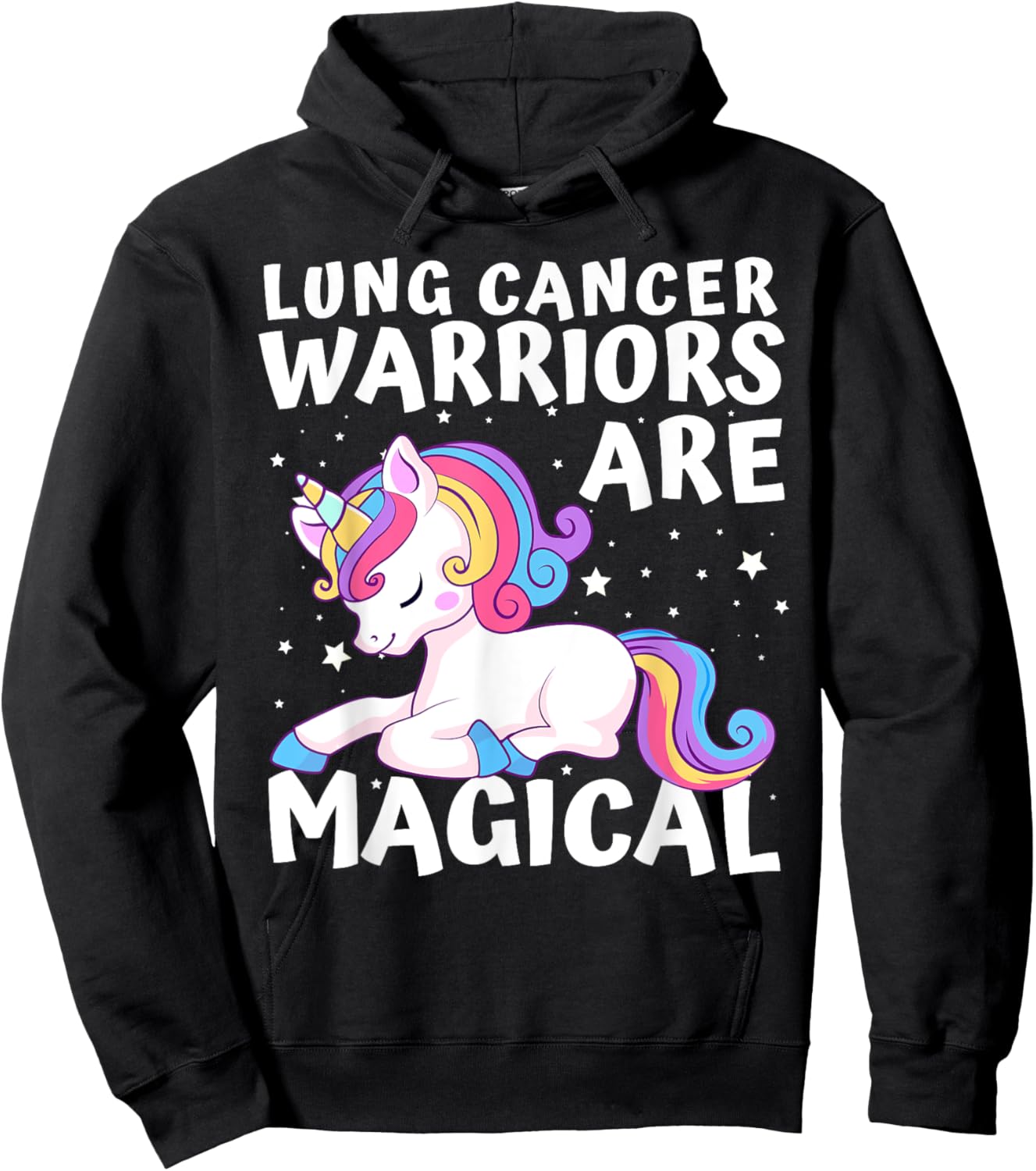 Warriors Are Magical Lung Cancer Awareness Unicorn White Hoodie - Hoodie | Black