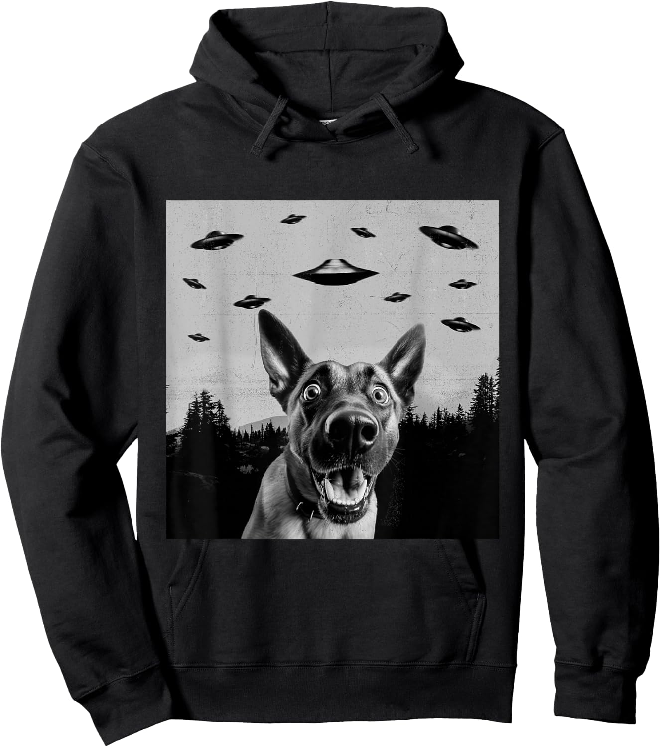 Alien UFO Funny Belgian Malinois Dog Lover Men Women Kids Hoodie - Hoodie | Black