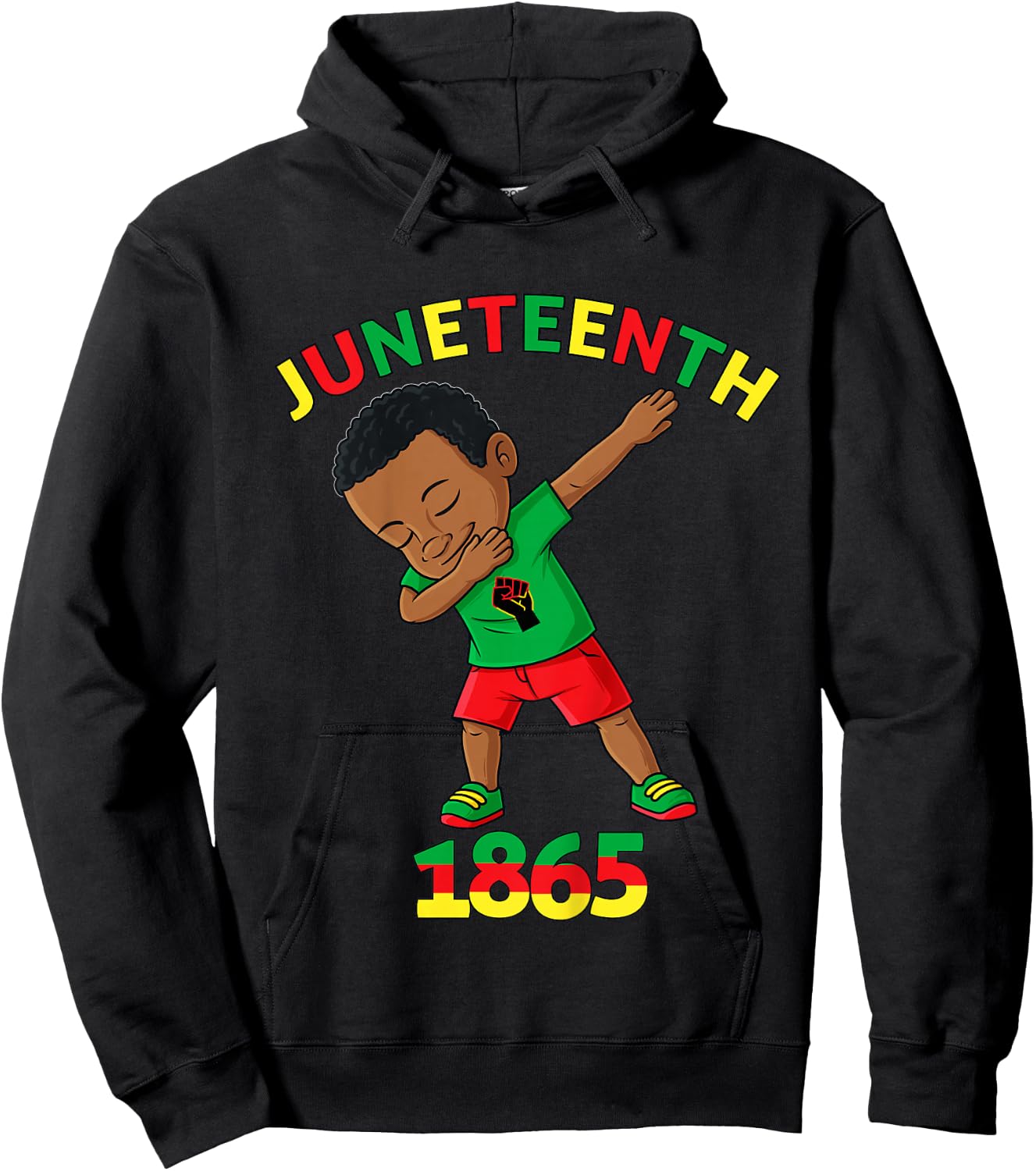Kids Dabbing Black King Juneteenth 1865 Brown Skin Boys Dab Hoodie - Hoodie | Black