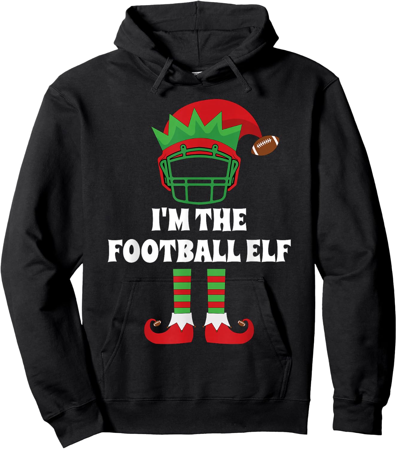 The Football Elf Matching Family Group Christmas Party Elf Hoodie - Hoodie | Black