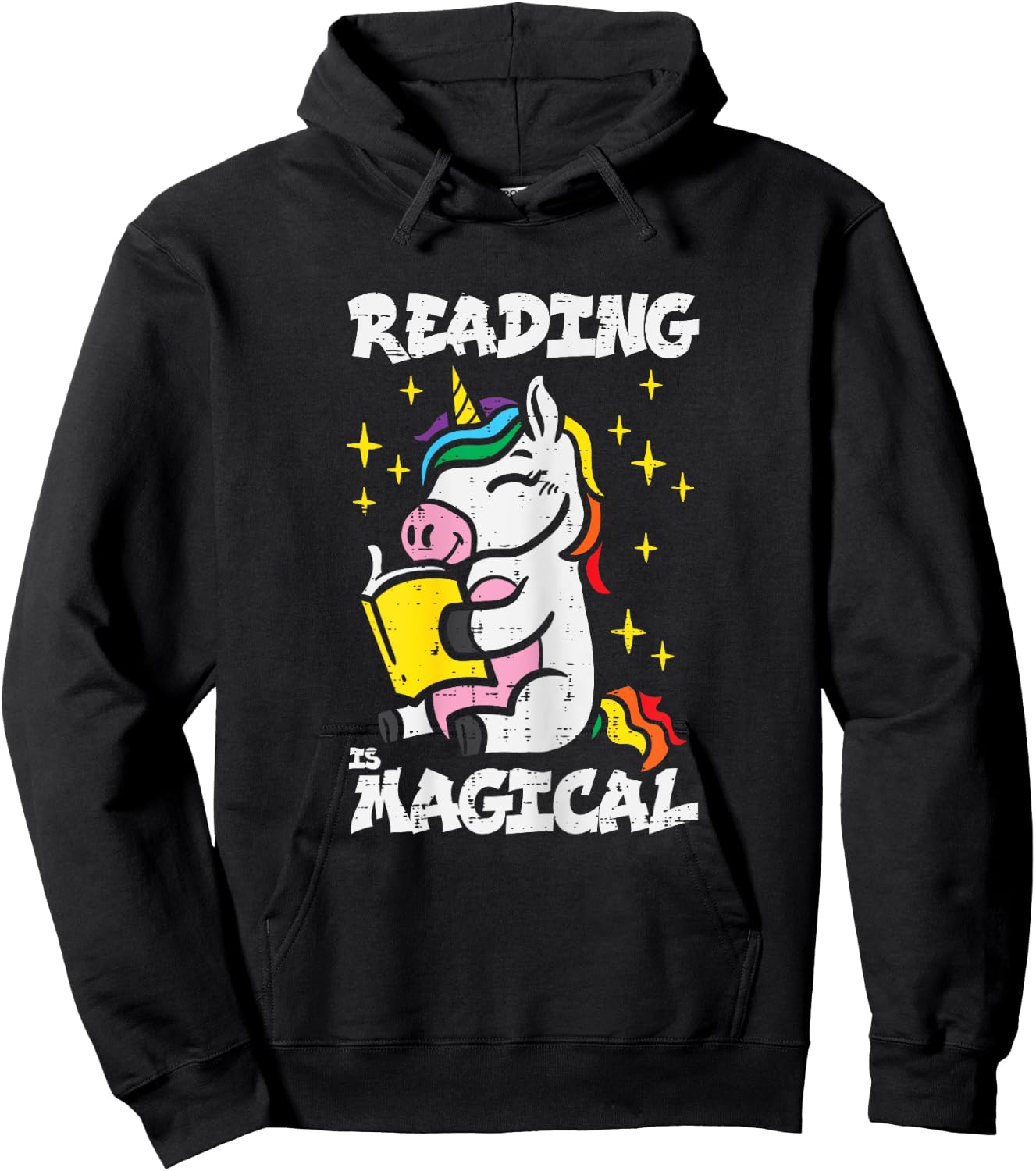 Unicorn Reading Magical Book Lover Bookworm Girls Librarian Hoodie - Hoodie | Black