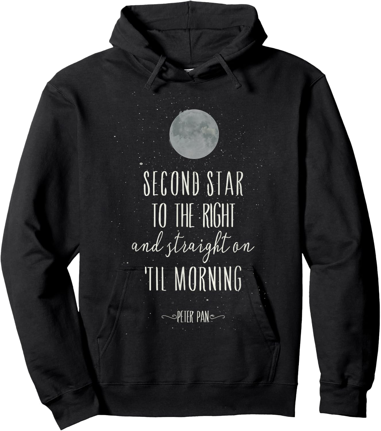 Disney Peter Pan Second Star To The Right Moon & Stars Hoodie - Hoodie | Black