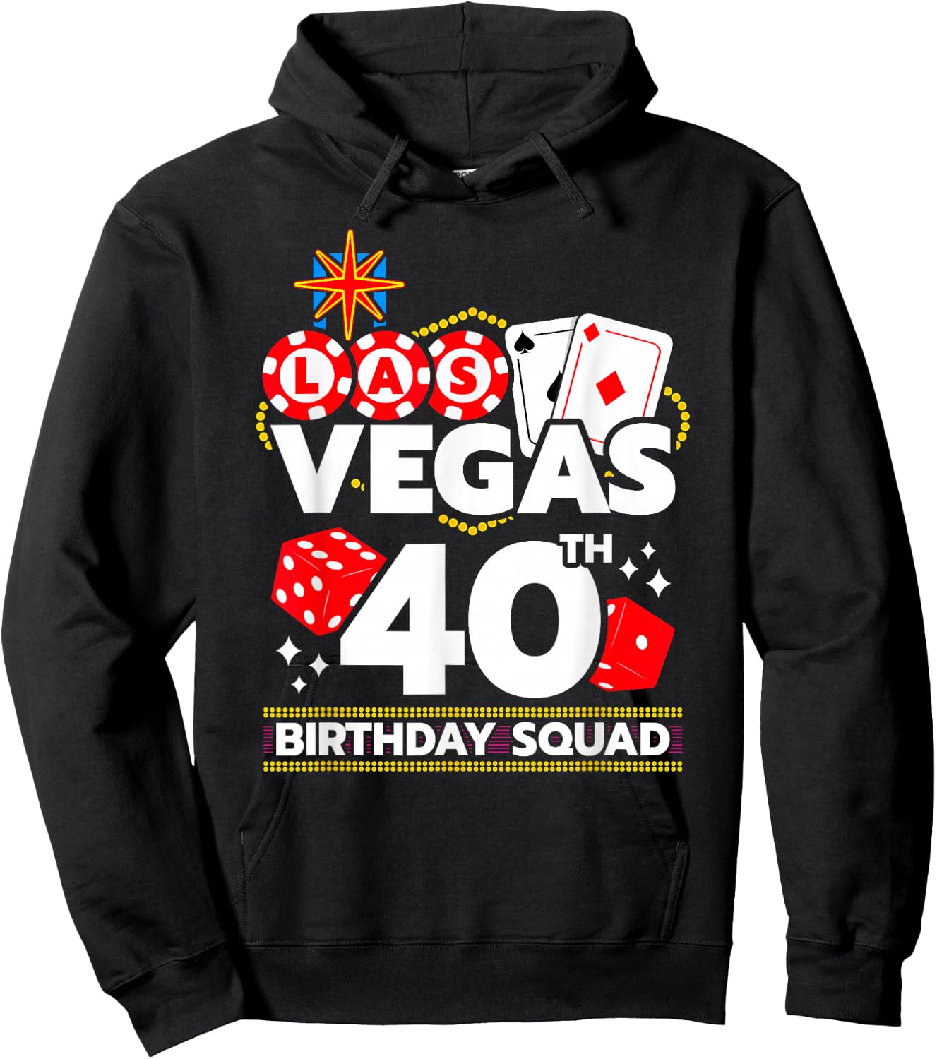 Las Vegas Birthday Party Gifts & Souvenirs Women's Black Short Sleeve 'Las Vegas 40th Birthday Squad' Hoodie - Hoodie | Black