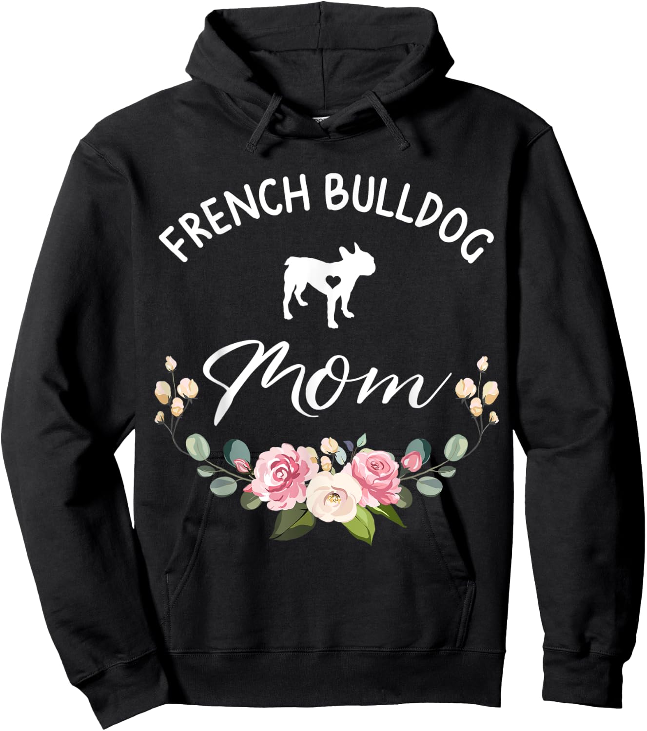 French Bulldog Dog Mom Silhouette Mother's Day Men Women Hoodie - Hoodie | Black