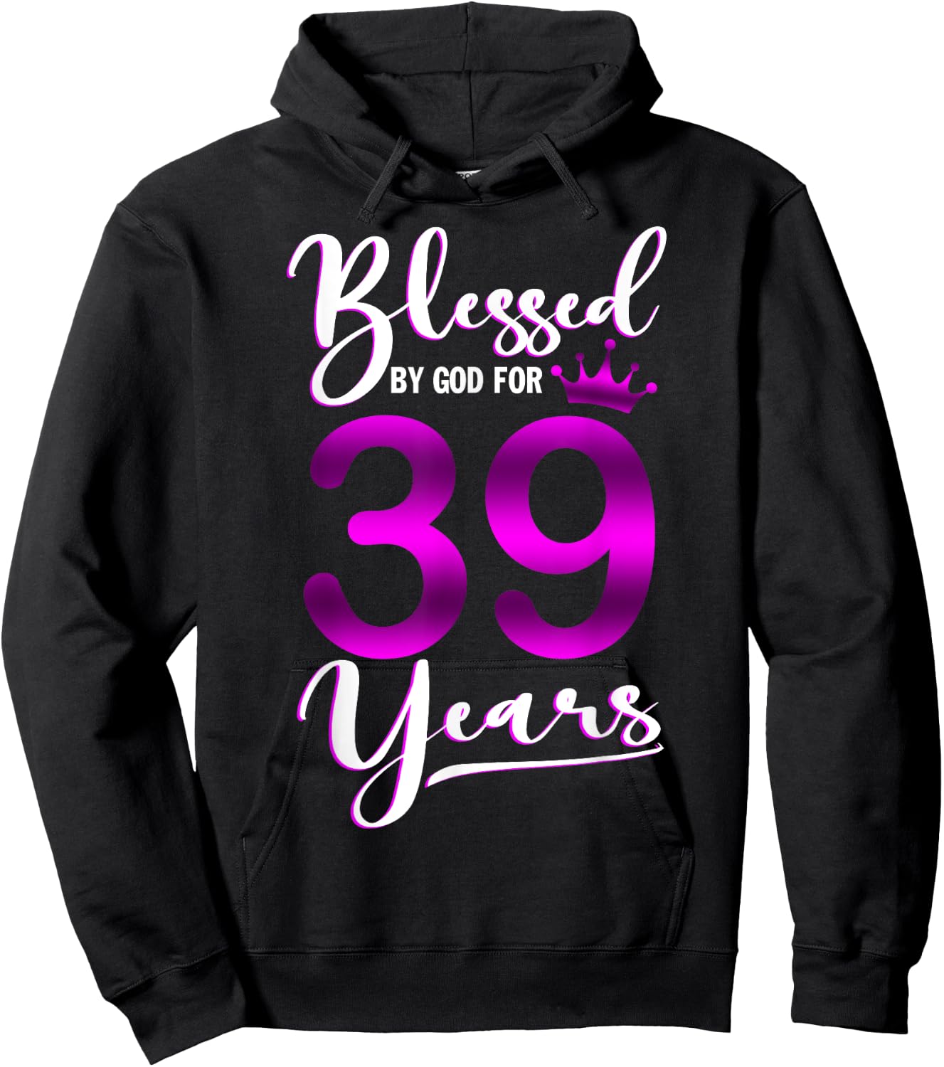 Vintage Blessed by God For 39 Years Old Happy 39th Birthday Hoodie - Hoodie | Black