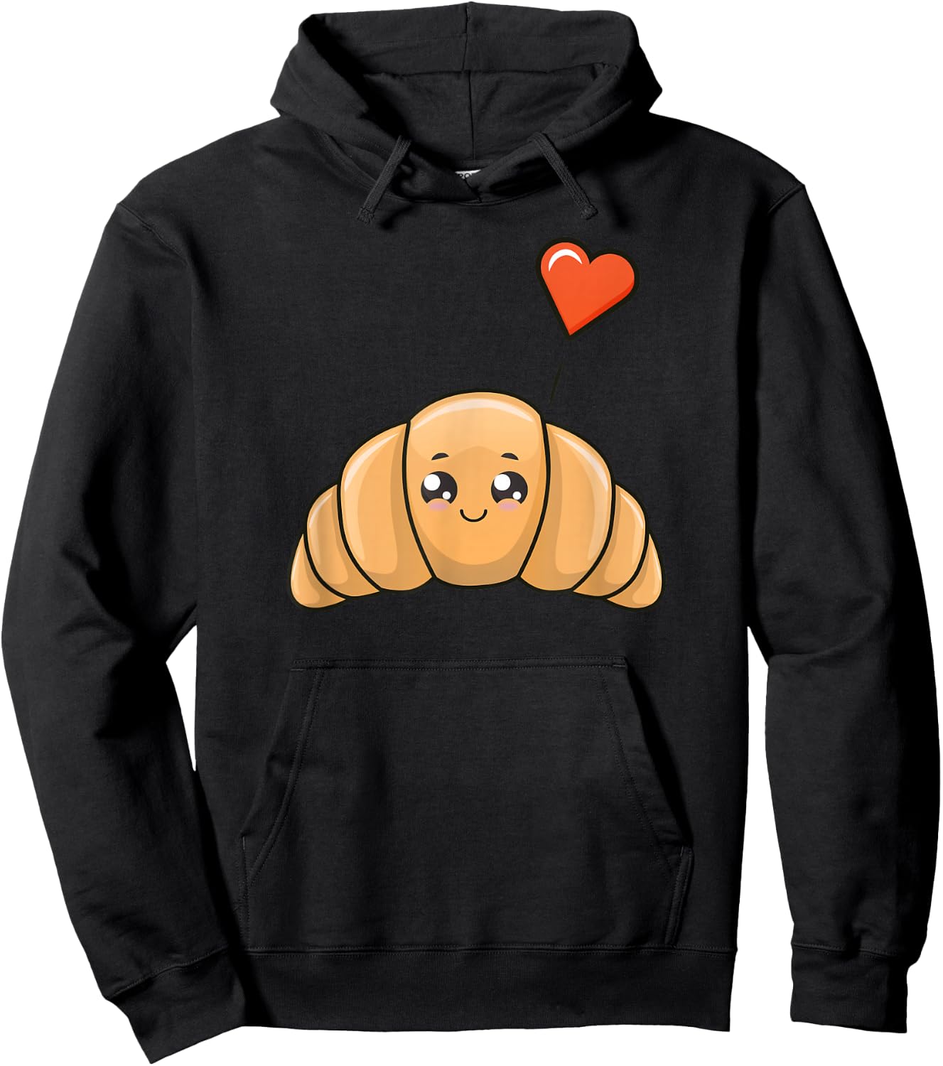 Cute Kawaii Illustration of Croissant Hoodie - Hoodie | Black
