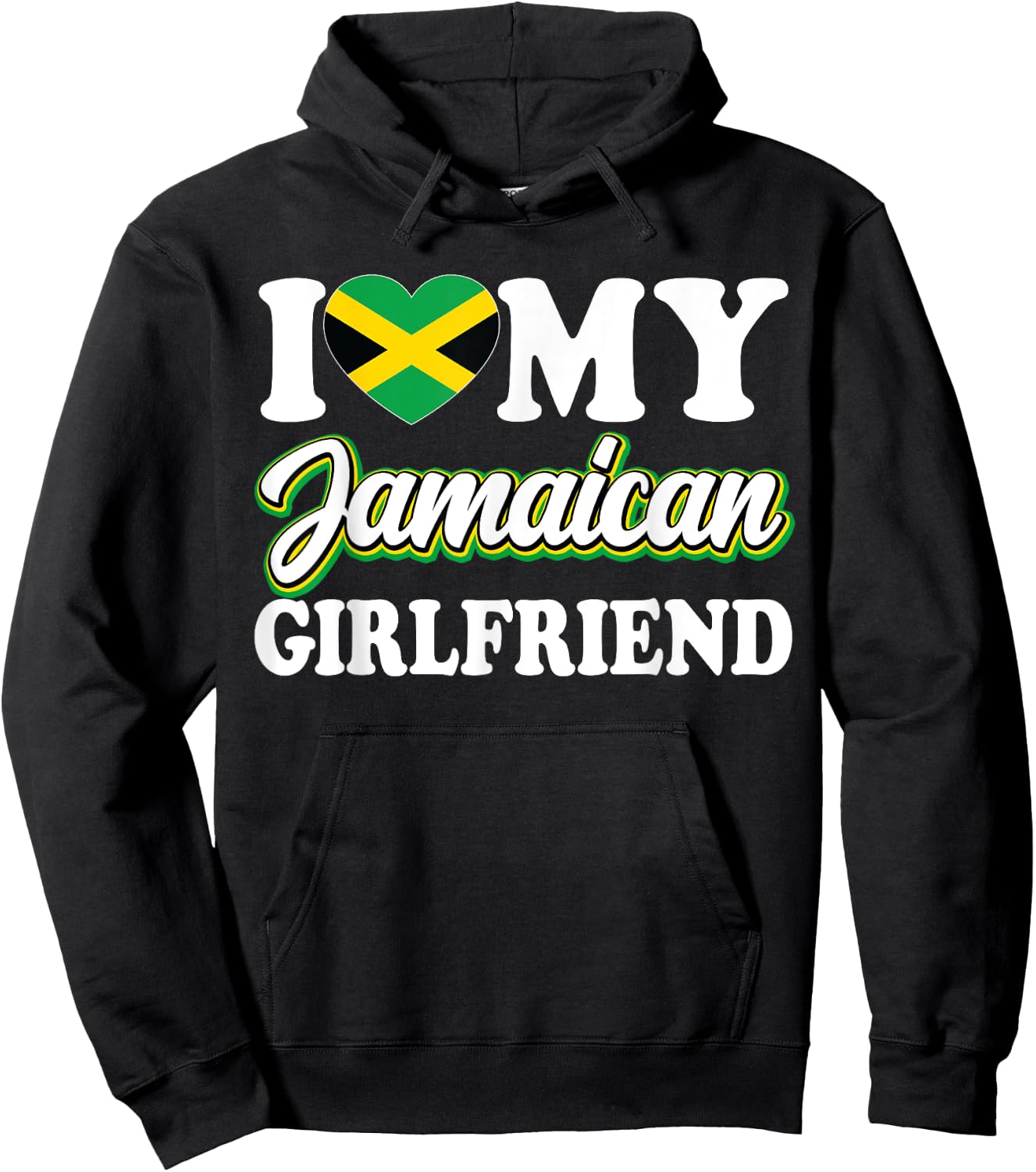 I Love My Jamaican Girlfriend Jamaican Flag Heart Girlfriend Hoodie - Hoodie | Black