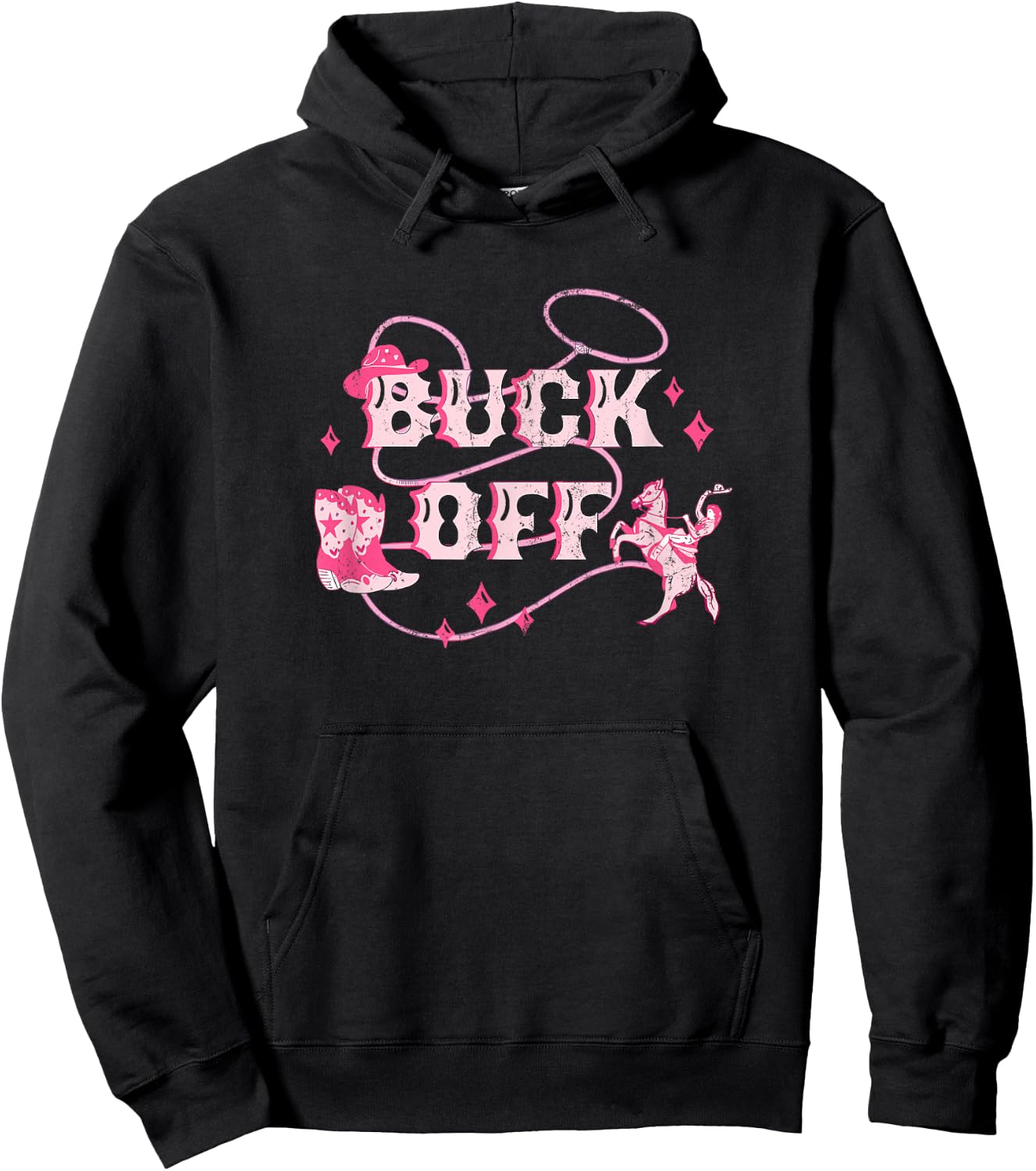 Retro Buck Off Western Country Rodeo Cowboy Horse Riding Hoodie - Hoodie | Black