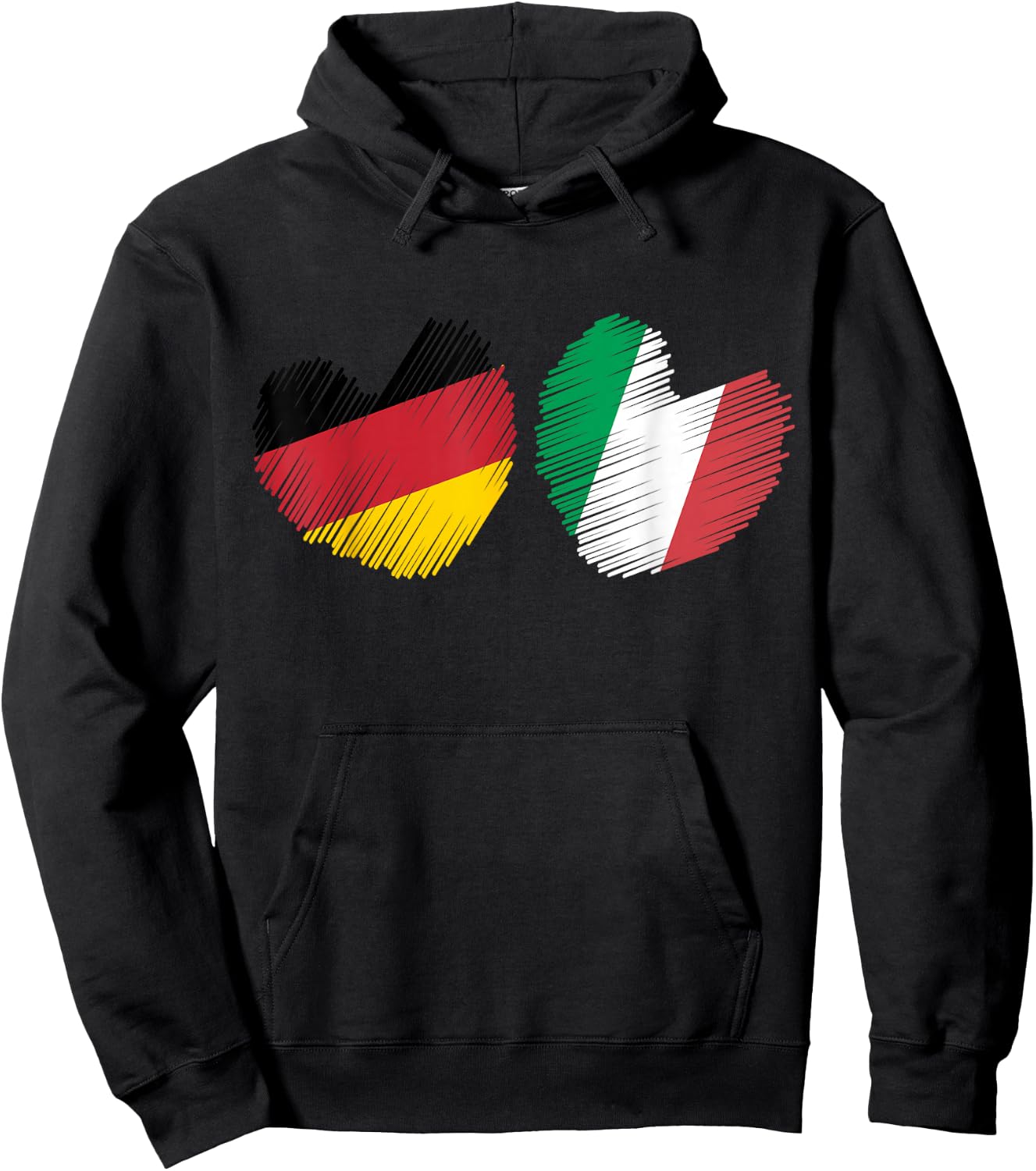 Germany Italy Heart German Flag Italian Flag Grunge Heart Hoodie - Hoodie | Black