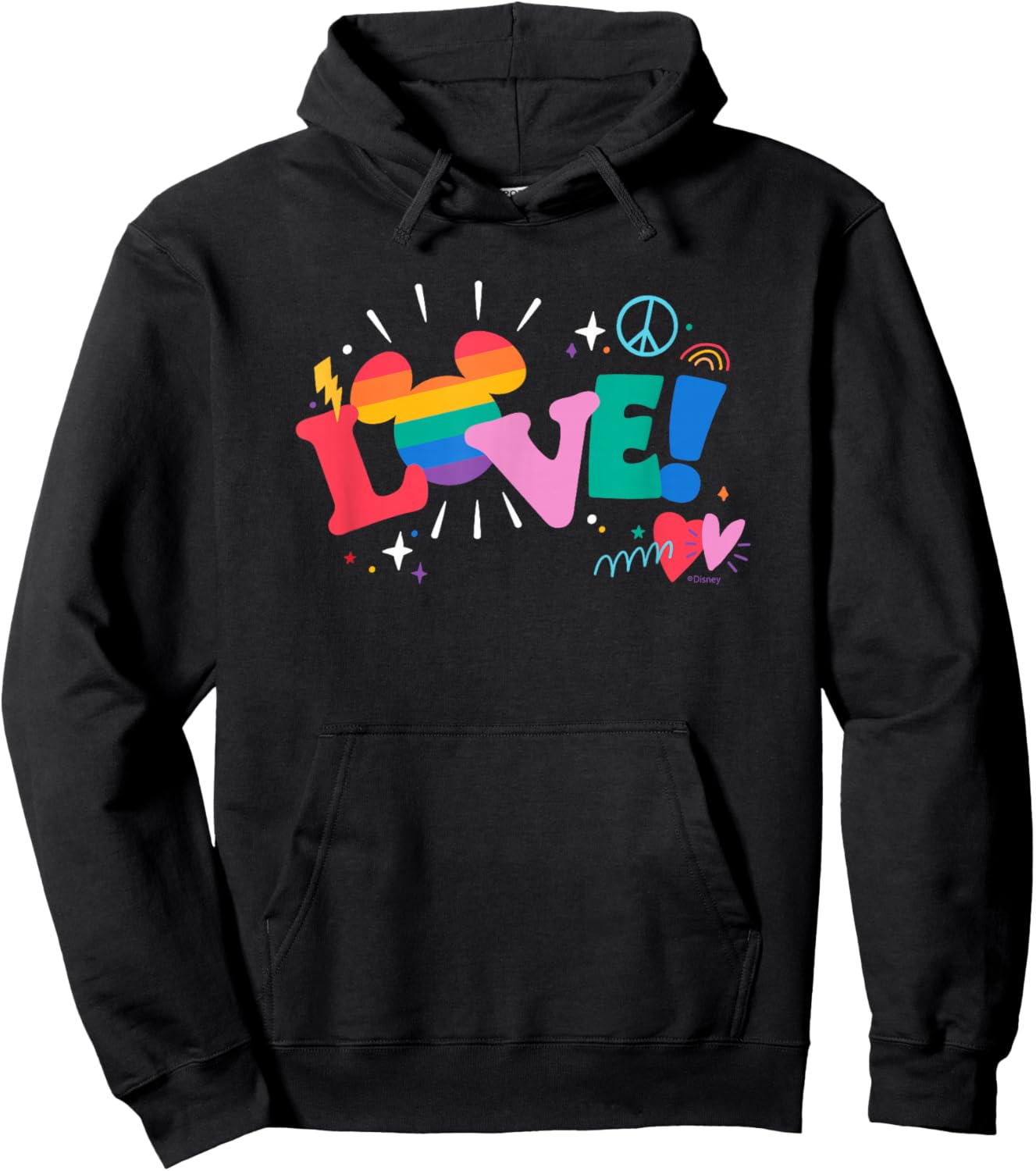 Disney Mickey Mouse Icon Pride Love Rainbow Doodles Hoodie - Hoodie | Black