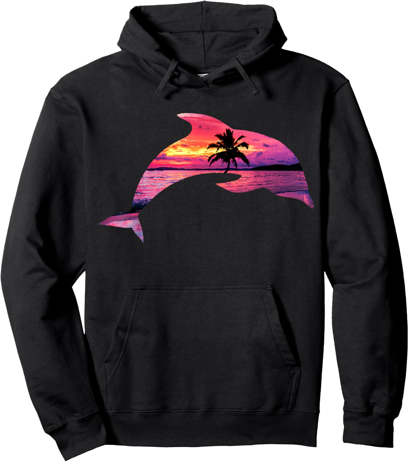 Beautiful Dolphin Sunset Colorful Sunrise Dolphin Silhouette Hoodie - Hoodie | Black