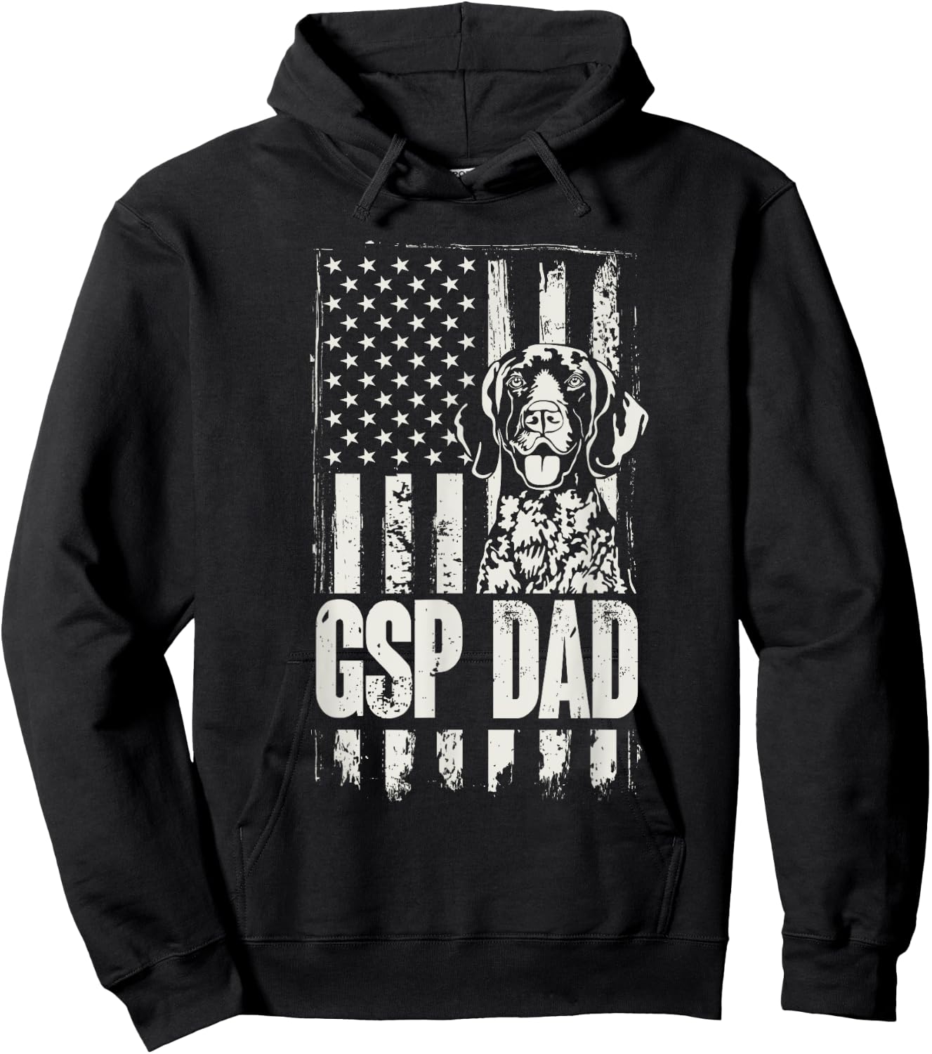 German Shorthaired Pointer GSP Dad Dog American Flag Hoodie - Hoodie | Black