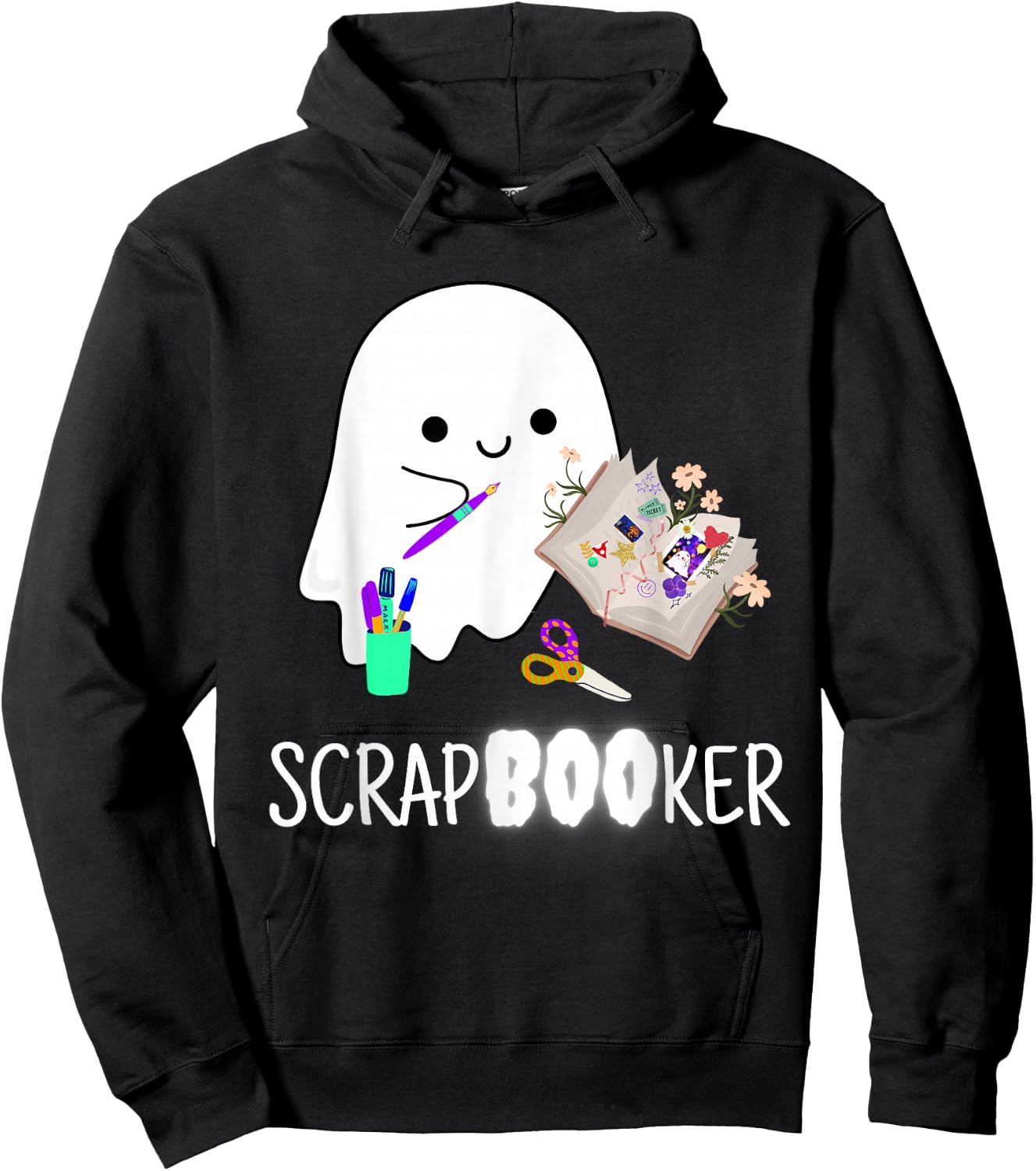 Cute Ghost Halloween Scrapbook Arts Crafts Hoodie - Hoodie | Black
