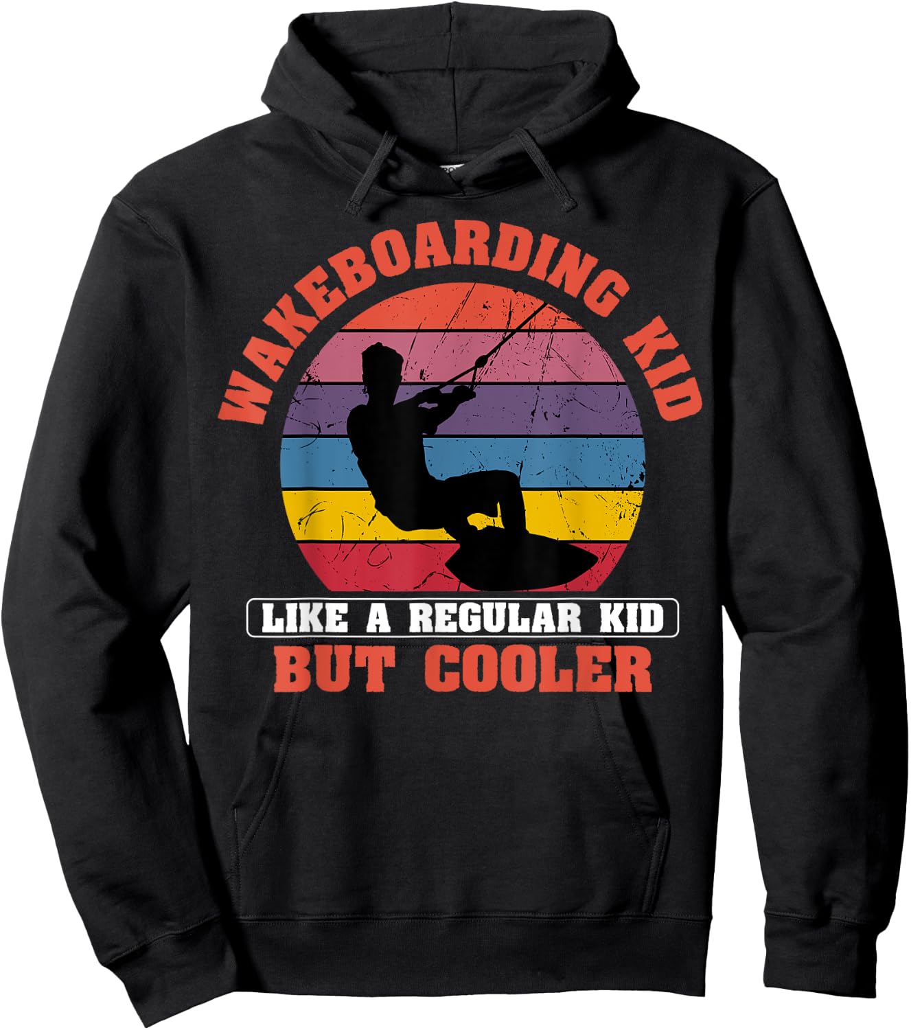 Wakeboarding Kid Retro Vintage Waterskiing Wakeboarder Sport Hoodie - Hoodie | Black