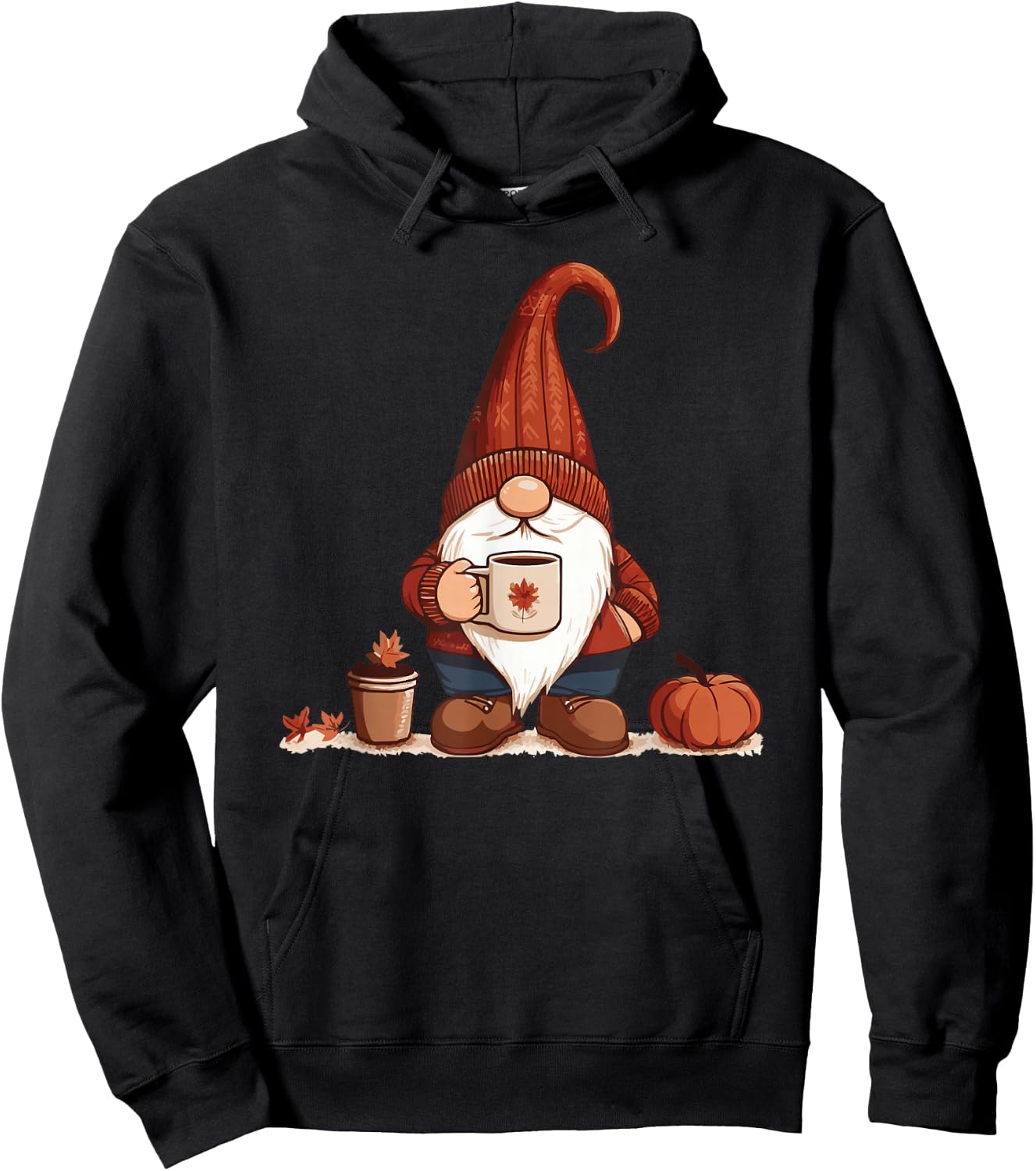 Fall Gnome with coffee cup Hoodie - Hoodie | Black