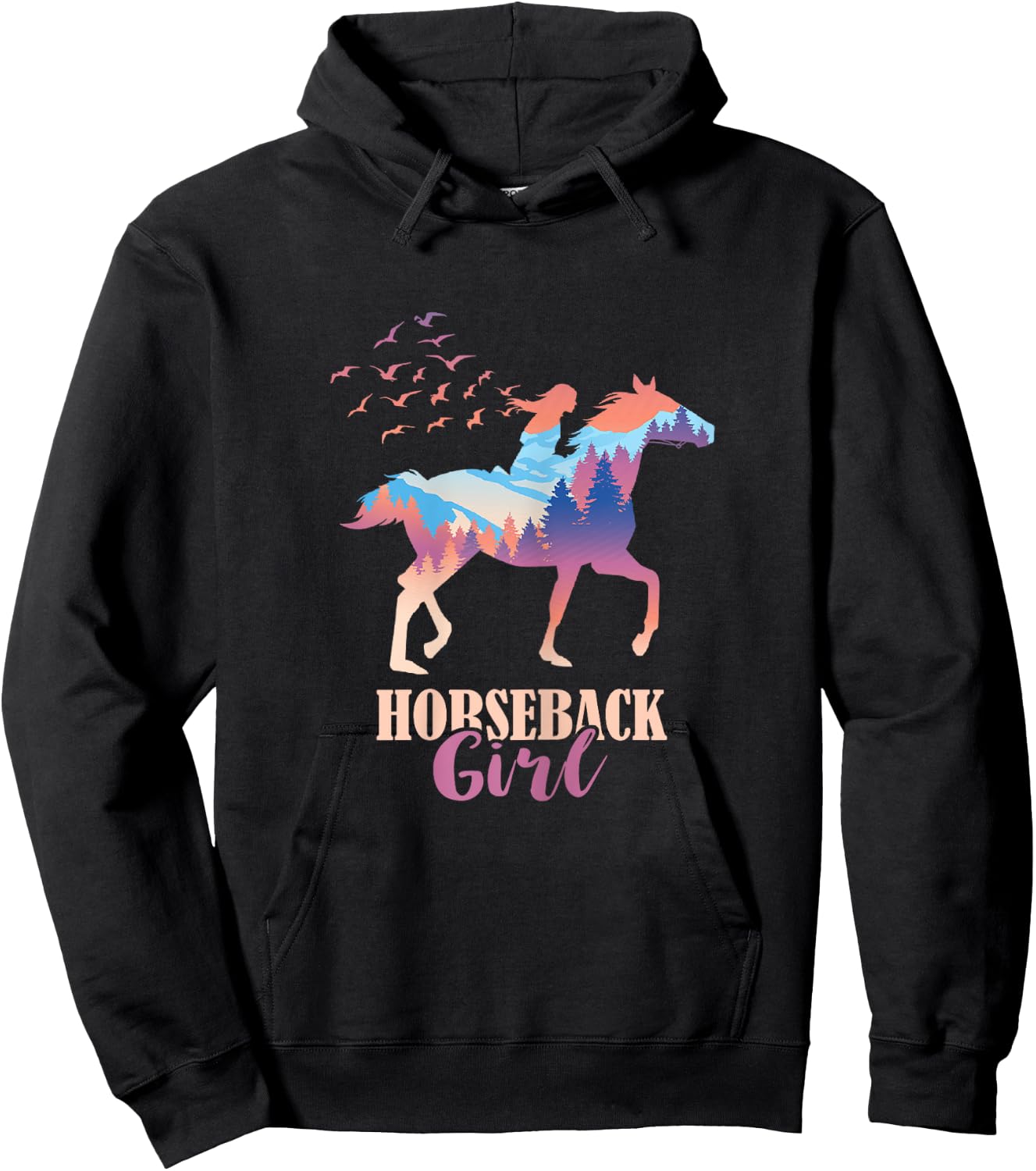 Horseback Girl Horseback Riding Horse Racing Horse Lover Hoodie - Hoodie | Black